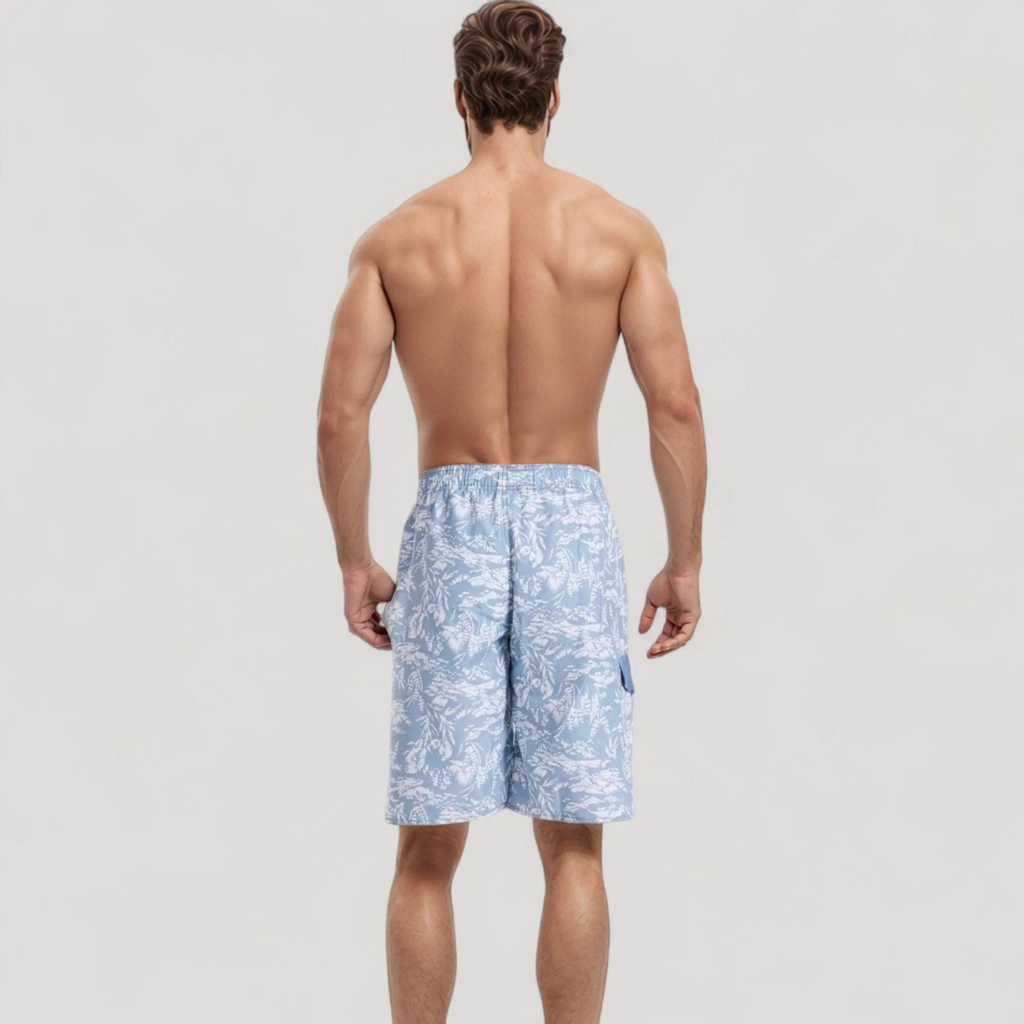 Anna-Kaci Swim Men's Tropical Print Swim Trunks with Adjustable Drawstring Waist and Cargo Pocket Detail sold by Anna-Kaci product image thumbnail 5