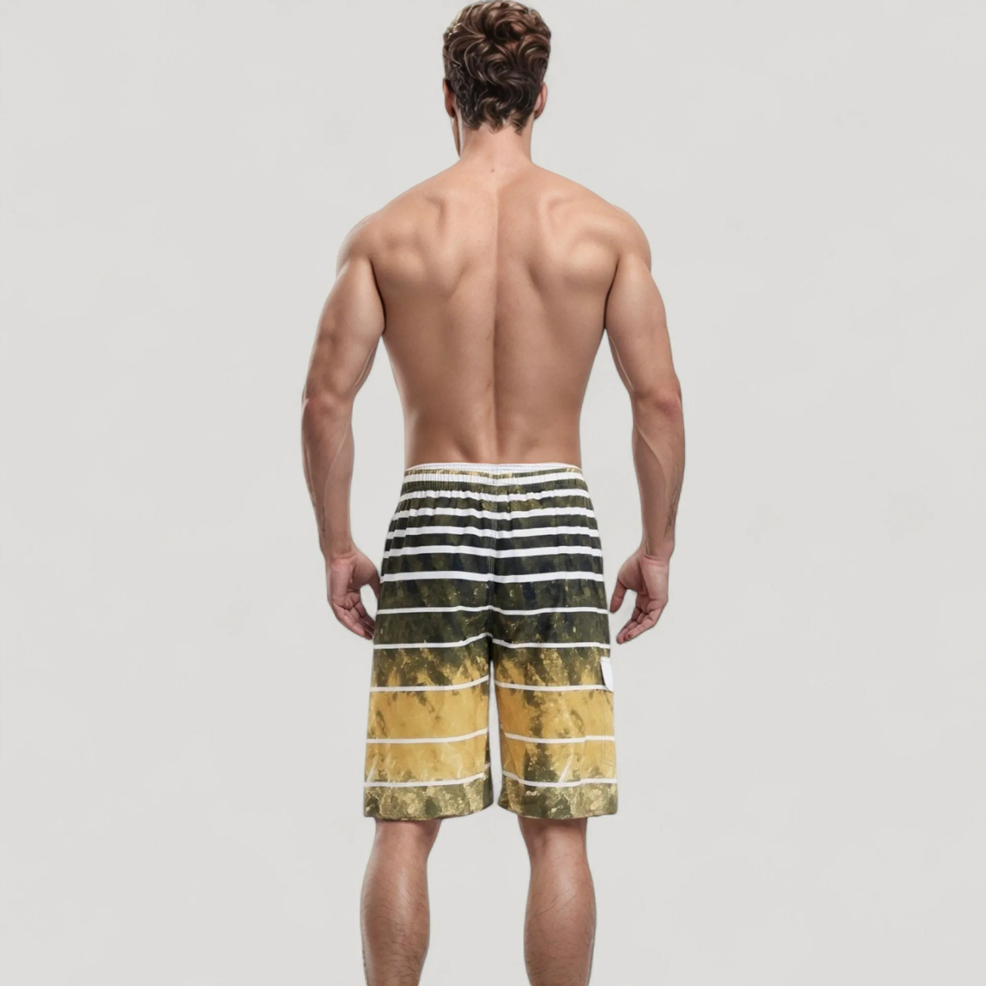 Anna-Kaci Swim Men's Striped Swim Trunks with Adjustable Waistband and Lightweight Quick-Dry Fabric for Active Comfort sold by Anna-Kaci product image thumbnail 5