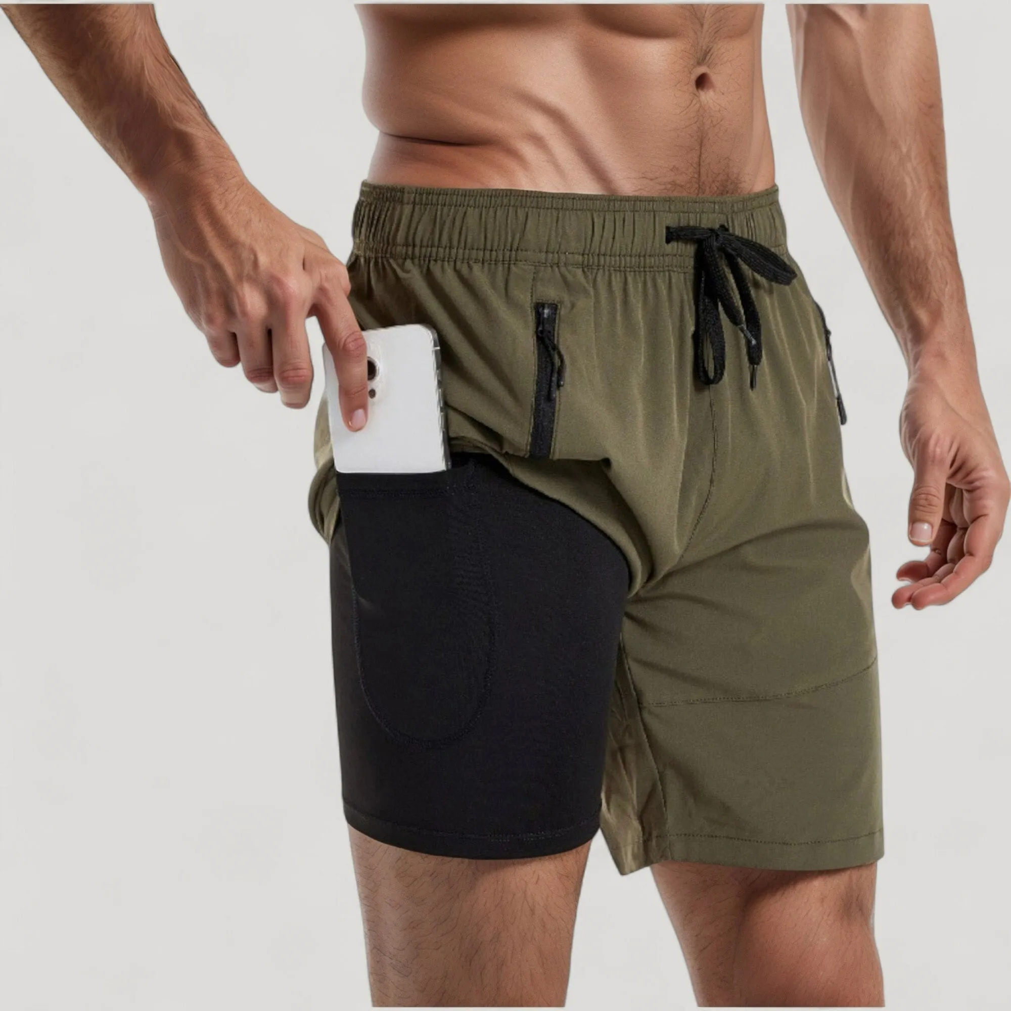Anna-Kaci Swim Men's Swim Trunks with Zipper Pockets and Adjustable Drawstring Waistband for Everyday Comfort sold by Anna-Kaci product image thumbnail 4