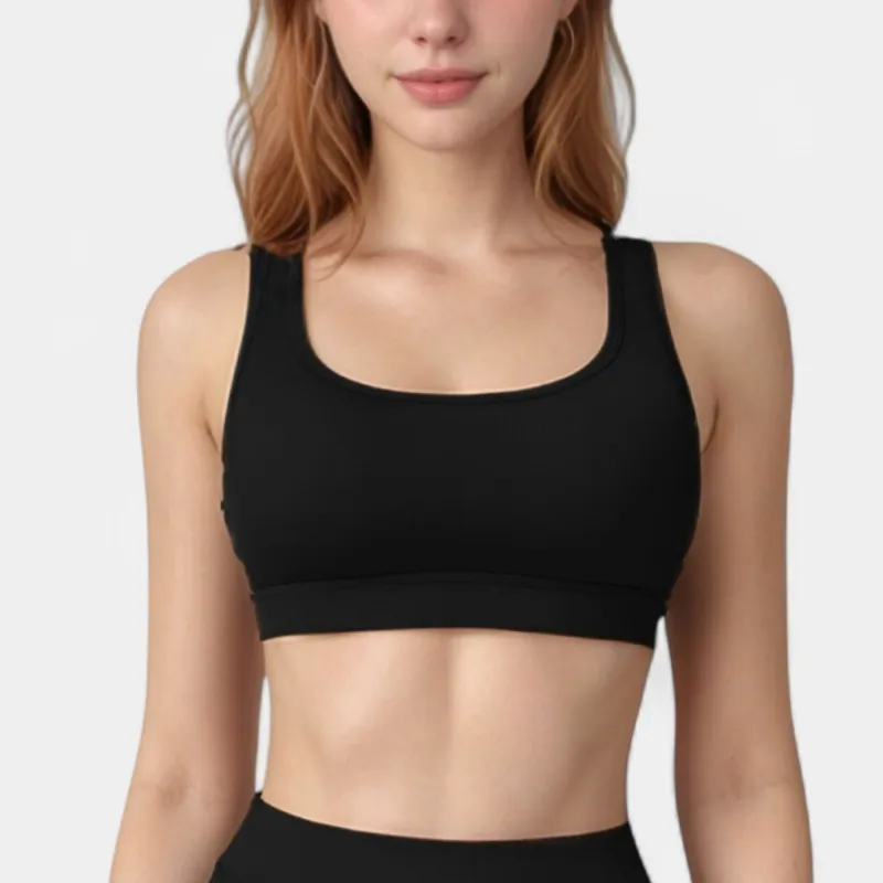 Anna-Kaci Women's Scoop Neck Sports Bra with Wide Shoulder Straps and Soft Stretch Fabric for Low to Medium Impact made by Anna-Kaci