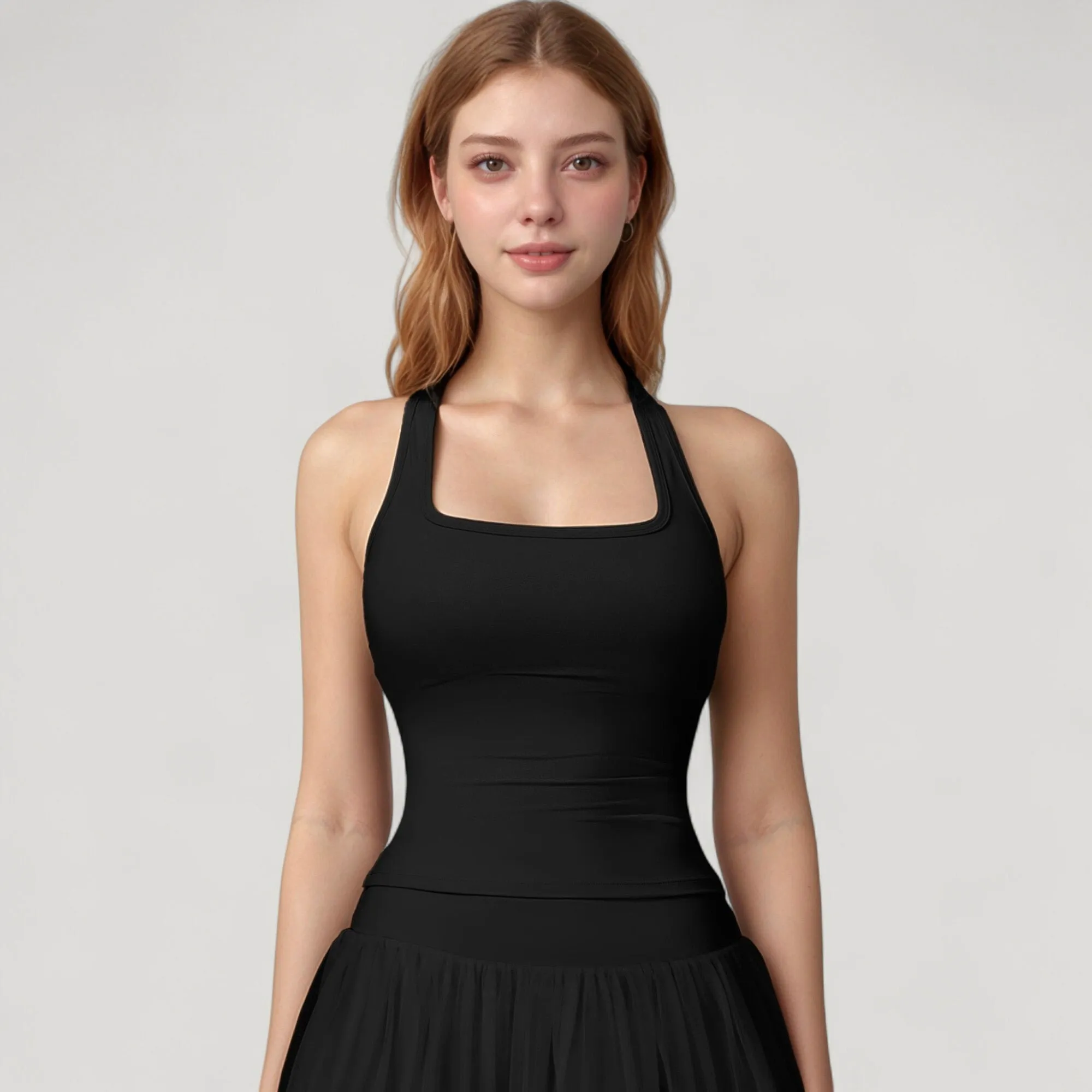 Anna-Kaci Active Women's Square Neck Active Tank Top with Built-In Bra and Racerback Design for Comfort and Movement sold by Anna-Kaci product image thumbnail 4