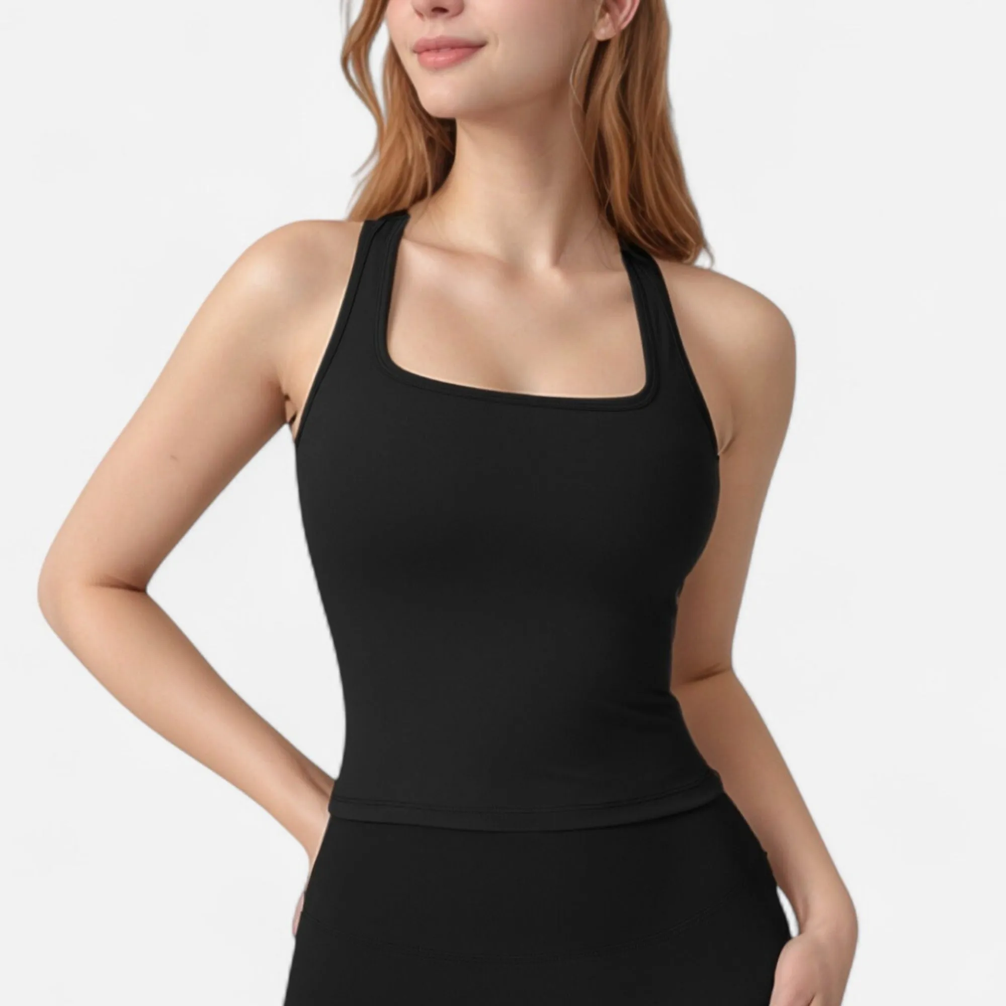 Anna-Kaci Active Women's Square Neck Active Tank Top with Built-In Bra and Racerback Design for Comfort and Movement sold by Anna-Kaci
