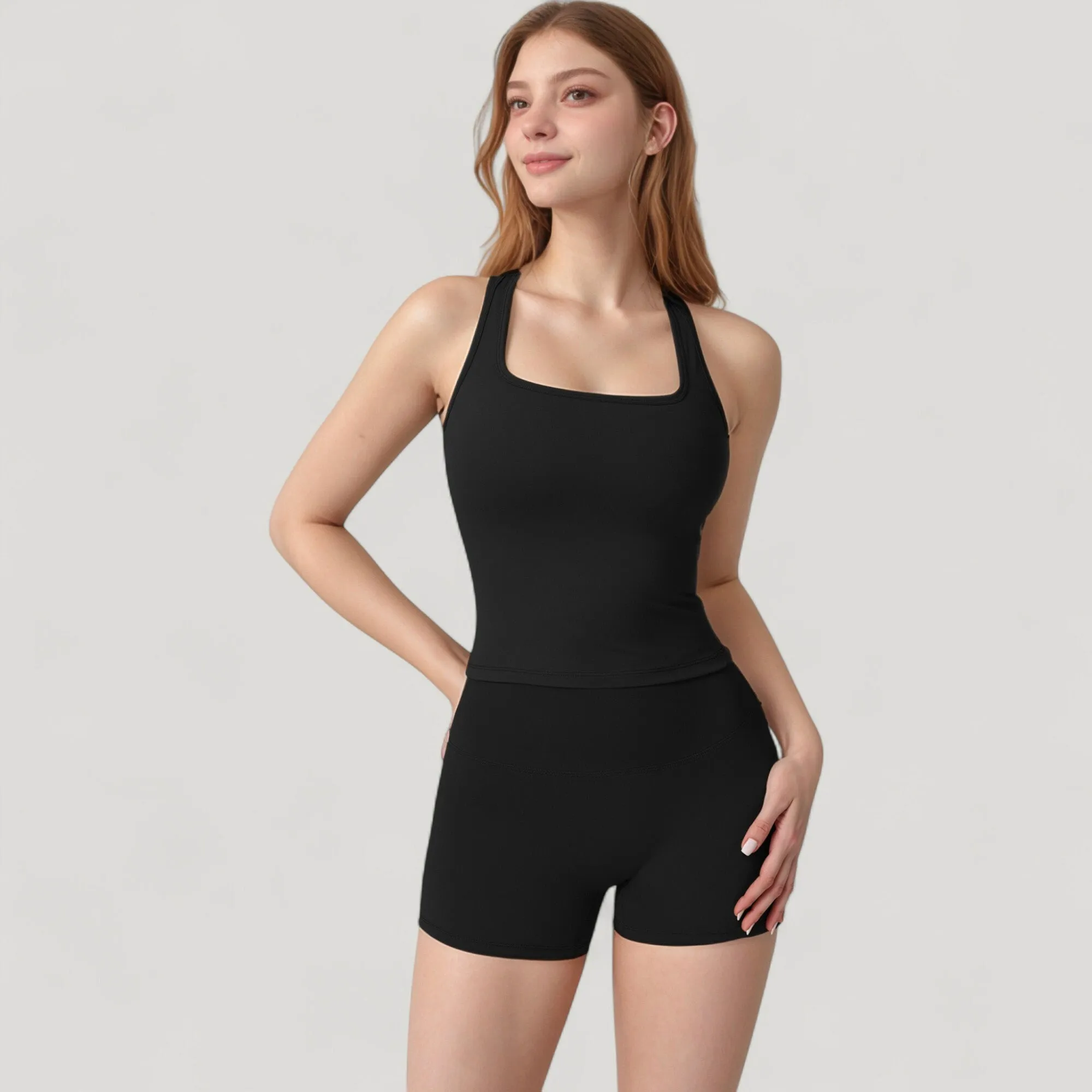 Anna-Kaci Active Women's Square Neck Active Tank Top with Built-In Bra and Racerback Design for Comfort and Movement sold by Anna-Kaci product image thumbnail 2