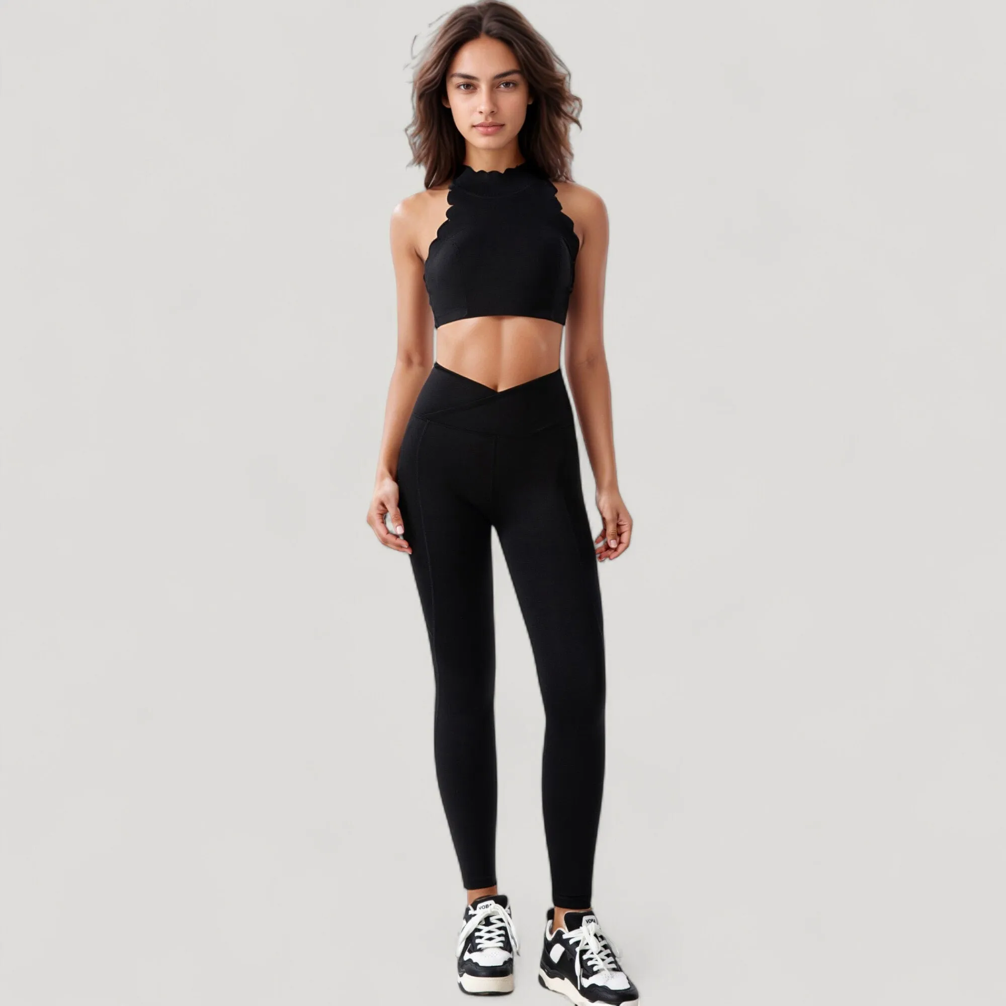 Anna-Kaci Active Women's High Neck Scallop Edge Sports Bra with Sleeveless Cut and Stylish Back Detailing for Light Activity sold by Anna-Kaci product image thumbnail 3