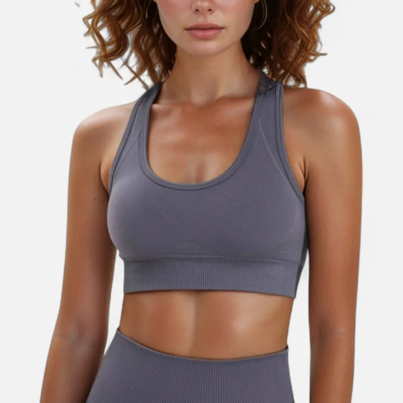 Anna-Kaci Active Women's Seamless Racerback Sports Bra with Ribbed Hem and Scoop Neckline for Medium Support made by Anna-Kaci