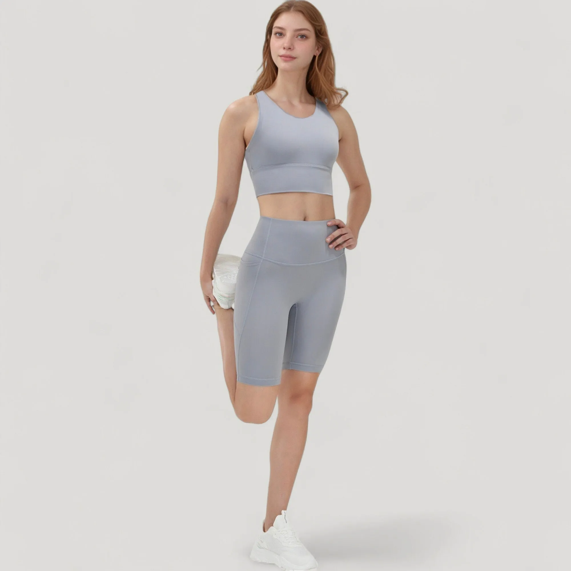 Anna-Kaci Active Women's Scoop Neck Longline Sports Bra with Wide Shoulder Straps and Deep V-Back Design sold by Anna-Kaci product image thumbnail 4