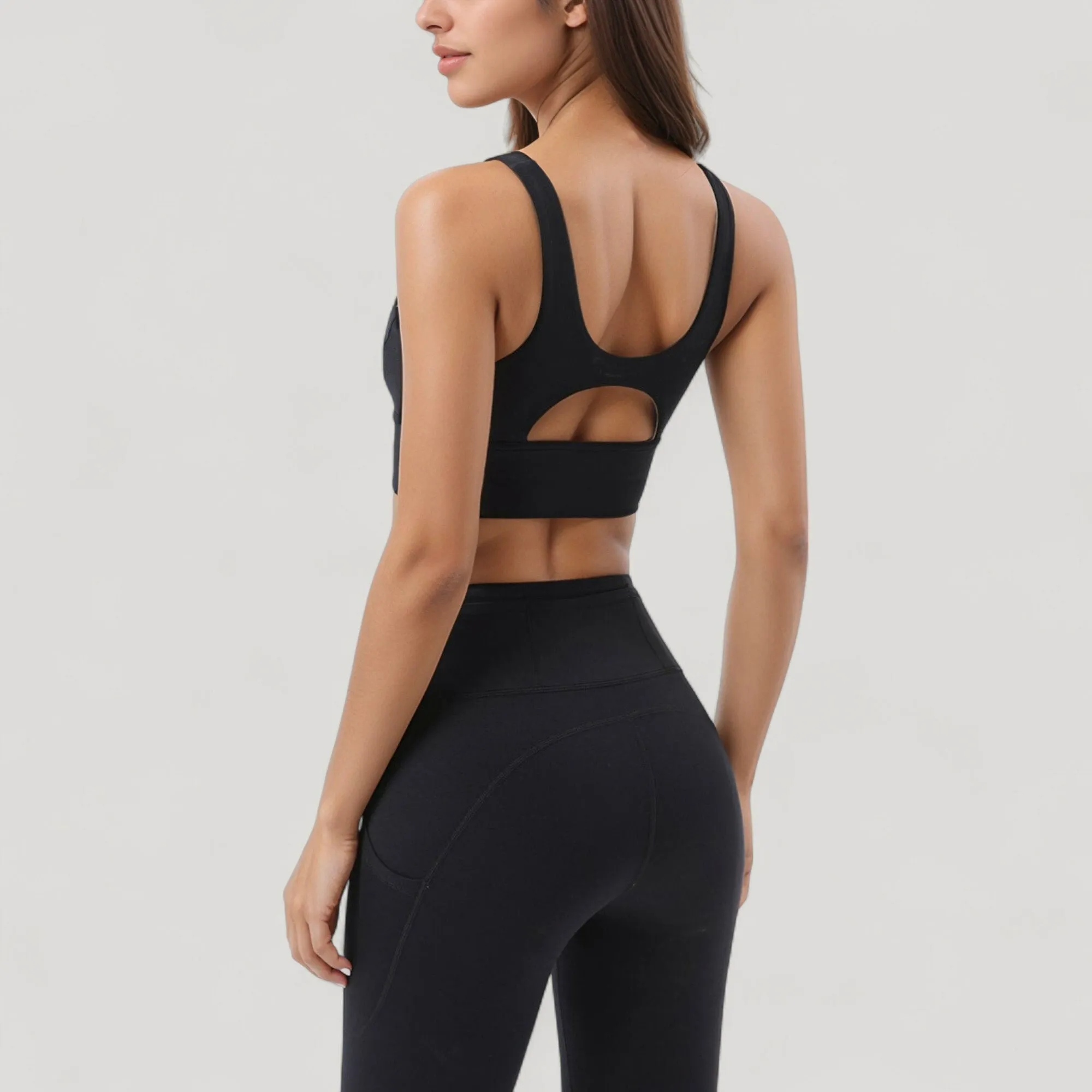 Anna-Kaci Active Women's High Neck Longline Sports Bra with Wide Straps and Keyhole Back for Stylish Medium Support sold by Anna-Kaci product image thumbnail 4