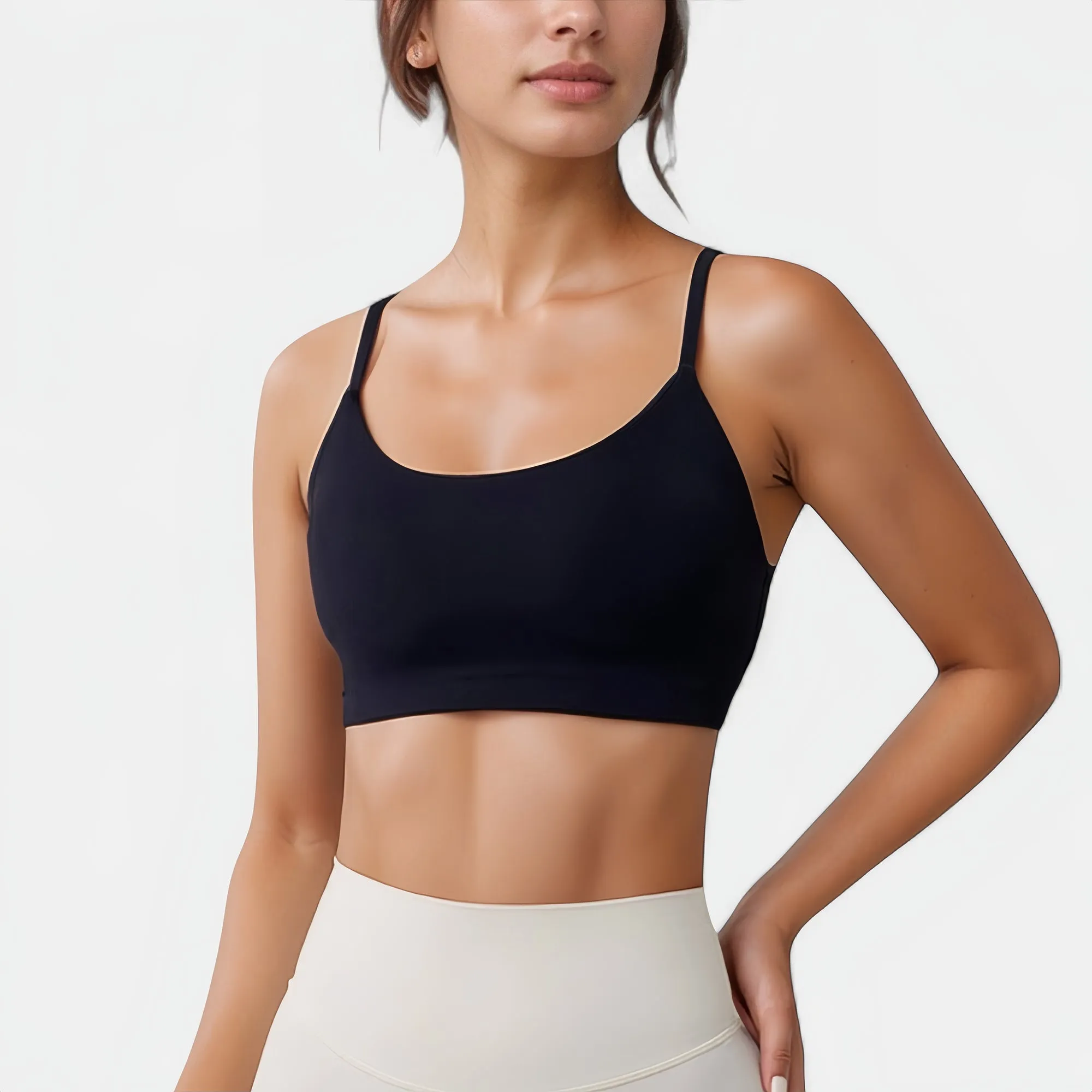 Anna-Kaci Active Women's Seamless Scoop Neck Sports Bra with Thin Adjustable Straps and Soft Stretch Fabric sold by Anna-Kaci