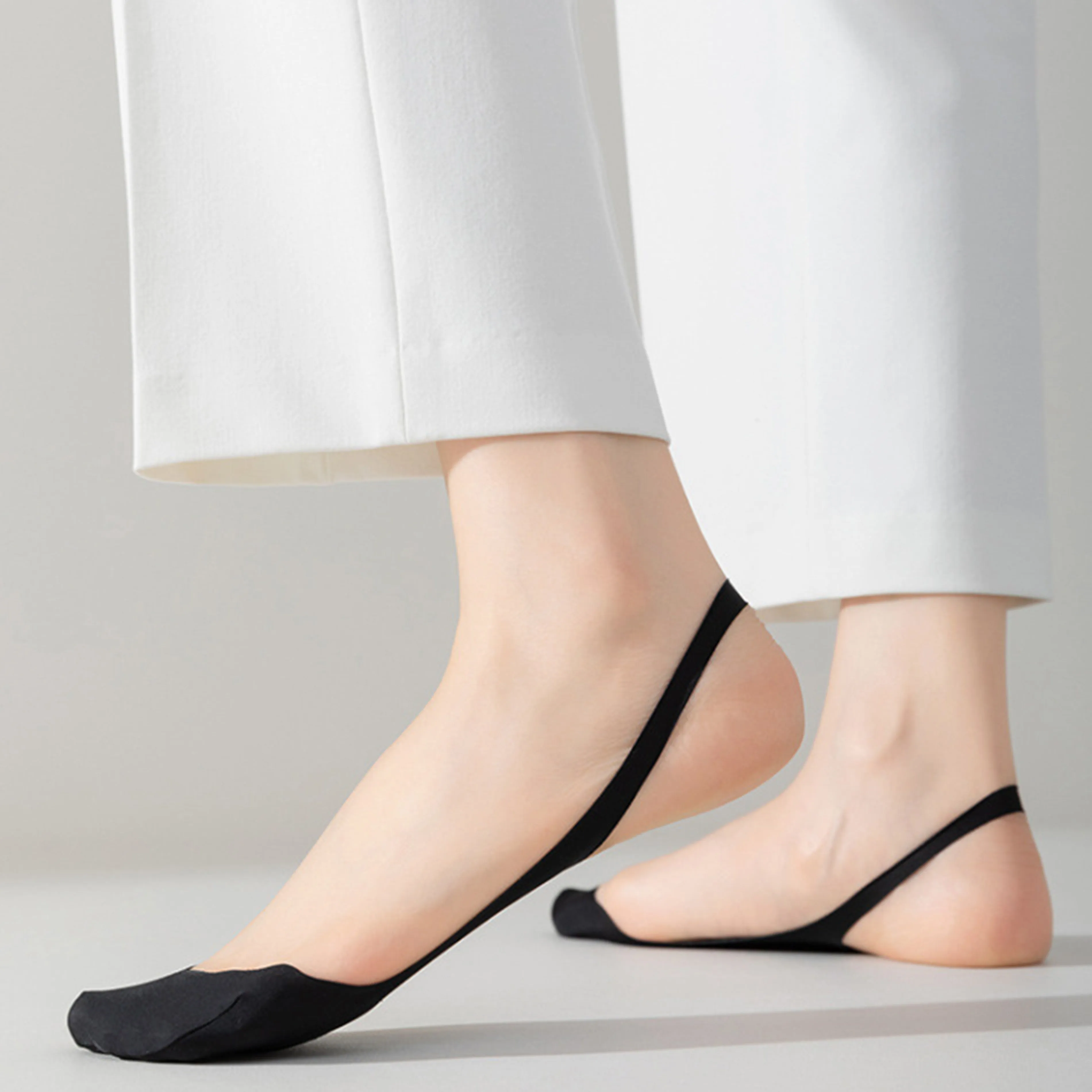 Anna-Kaci Women's 4 Pairs Women's Ballet-Inspired No Show Liner Socks Low Cut Invisible Design with Criss-Cross Elastic Straps and Non-Slip Silicone Heel sold by Anna-Kaci product image thumbnail 4