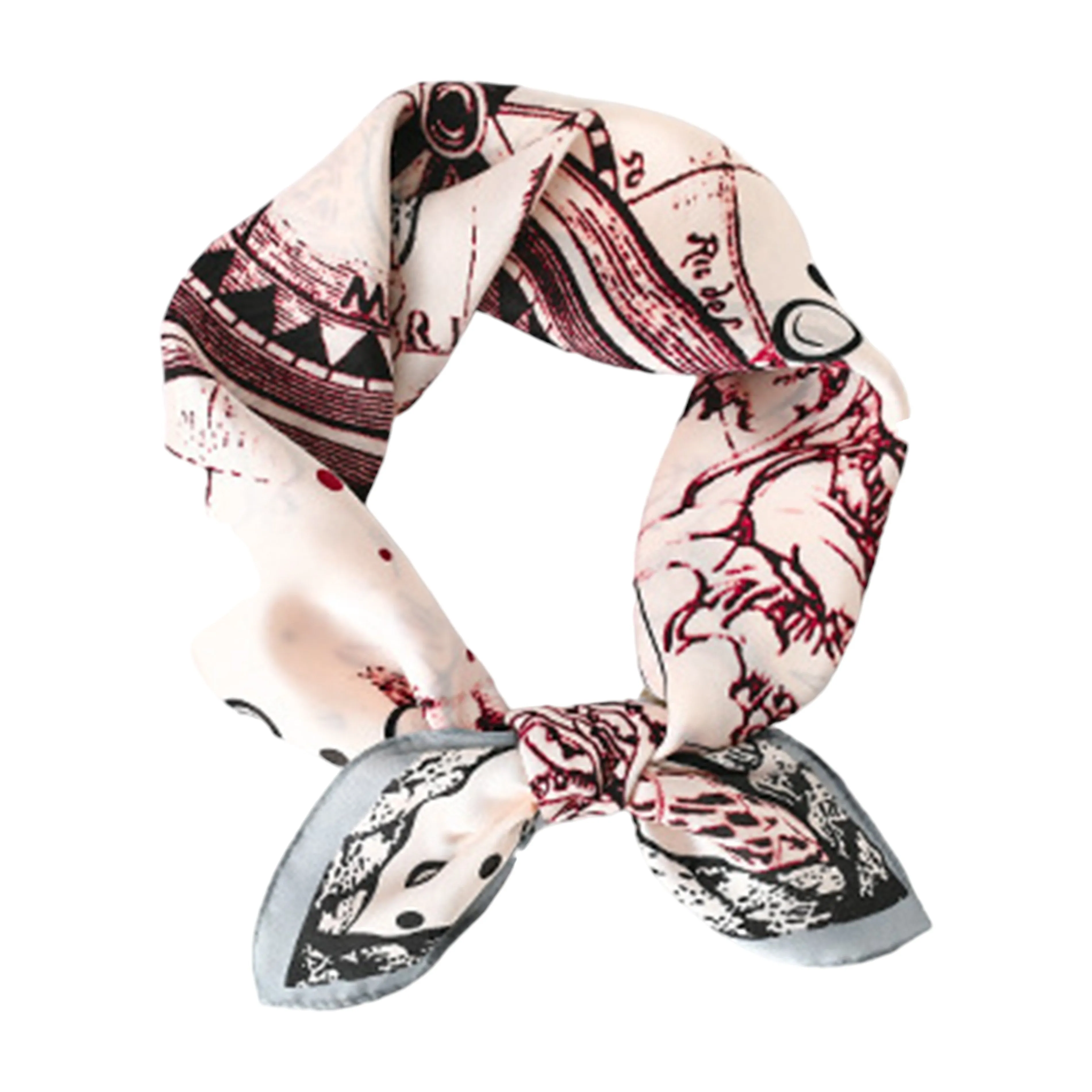 Anna-Kaci Women's Vintage-Inspired Satin Scarf with Artistic Print and Map Detail for Hair Neck or Bag Accessory sold by Anna-Kaci