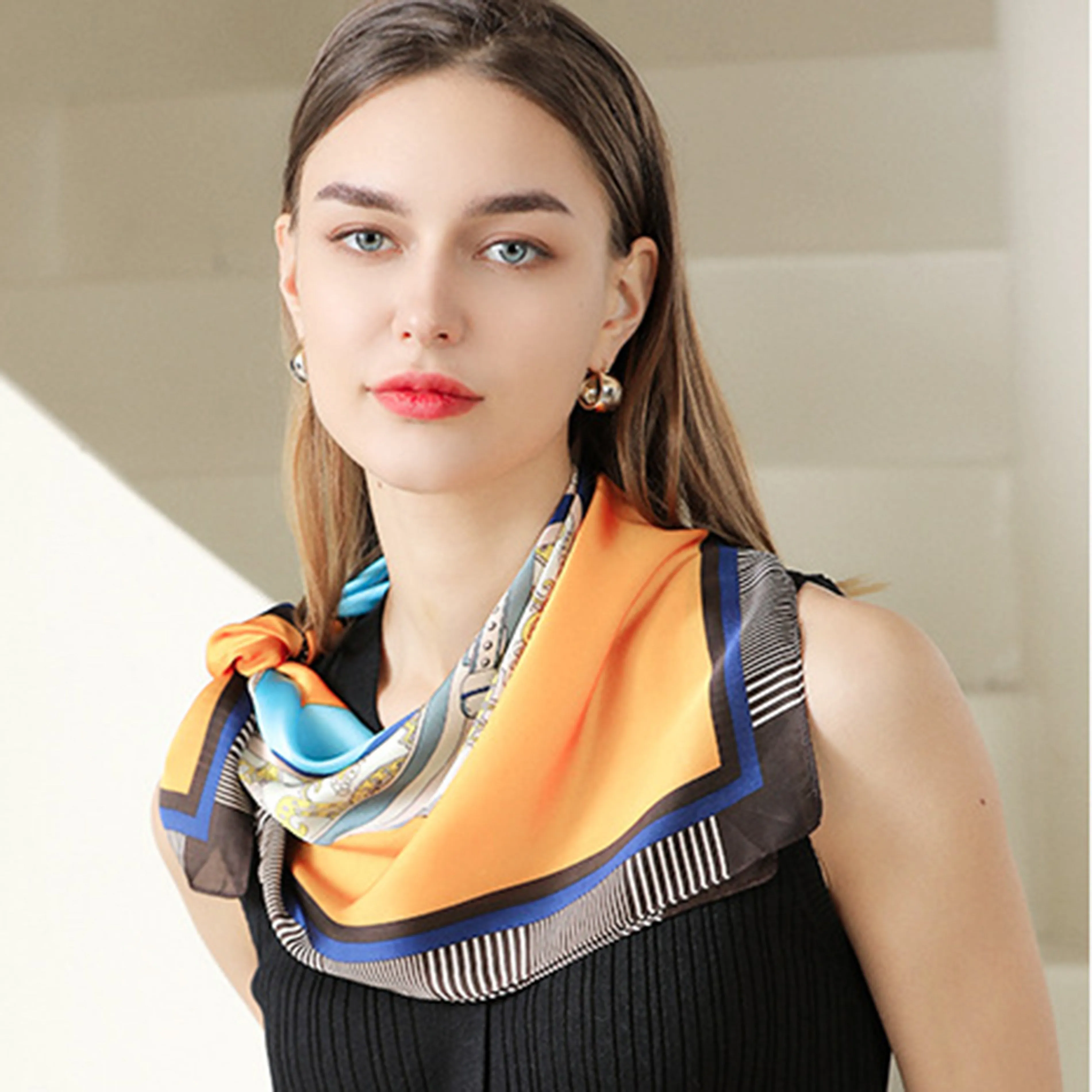 Anna-Kaci Women's Colorful Boho Patterned Satin Scarf with Abstract Print for Neck Hair or Handbag Accent sold by Anna-Kaci product image thumbnail 5