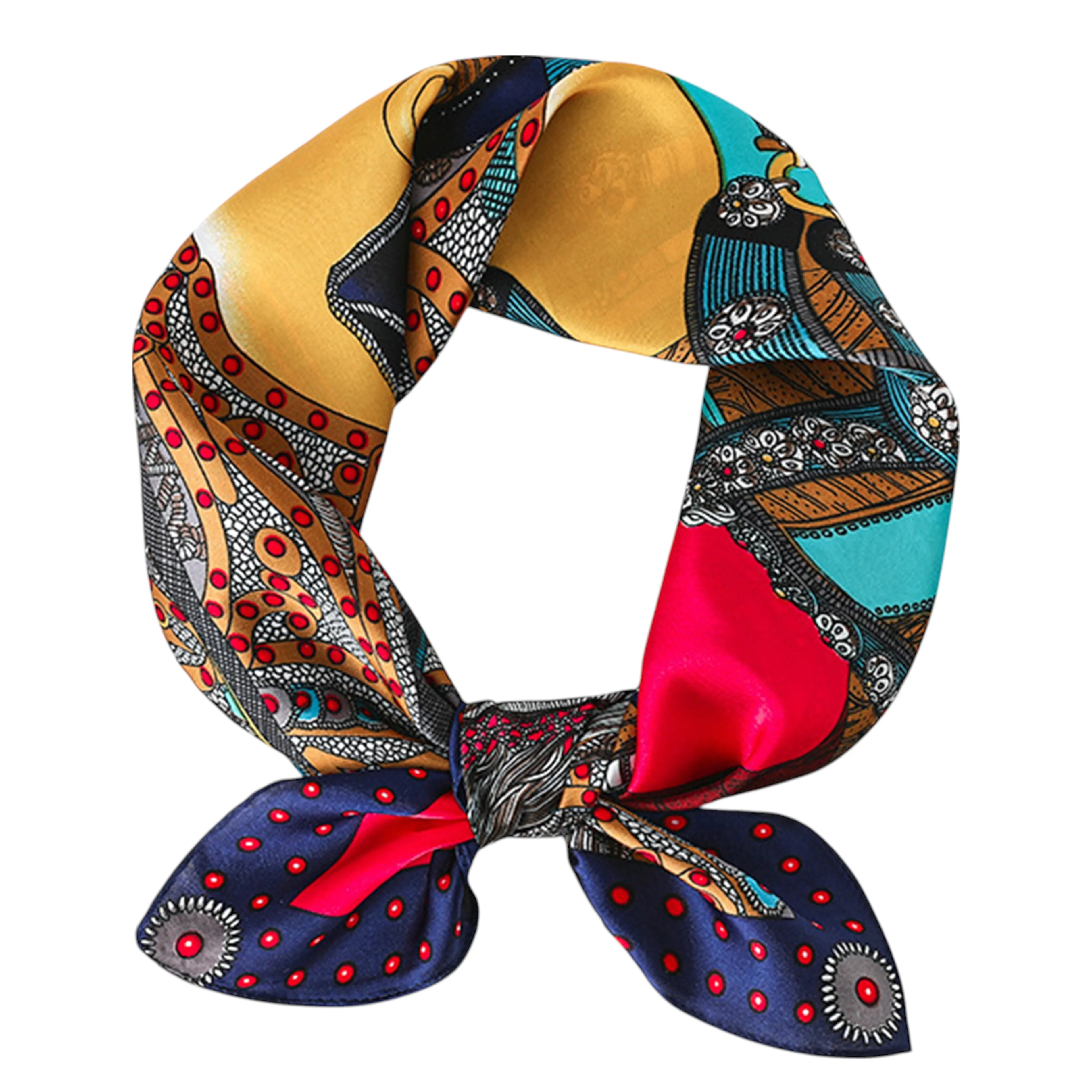 Anna-Kaci Women's Colorful Boho Patterned Satin Scarf with Abstract Print for Neck Hair or Handbag Accent sold by Anna-Kaci