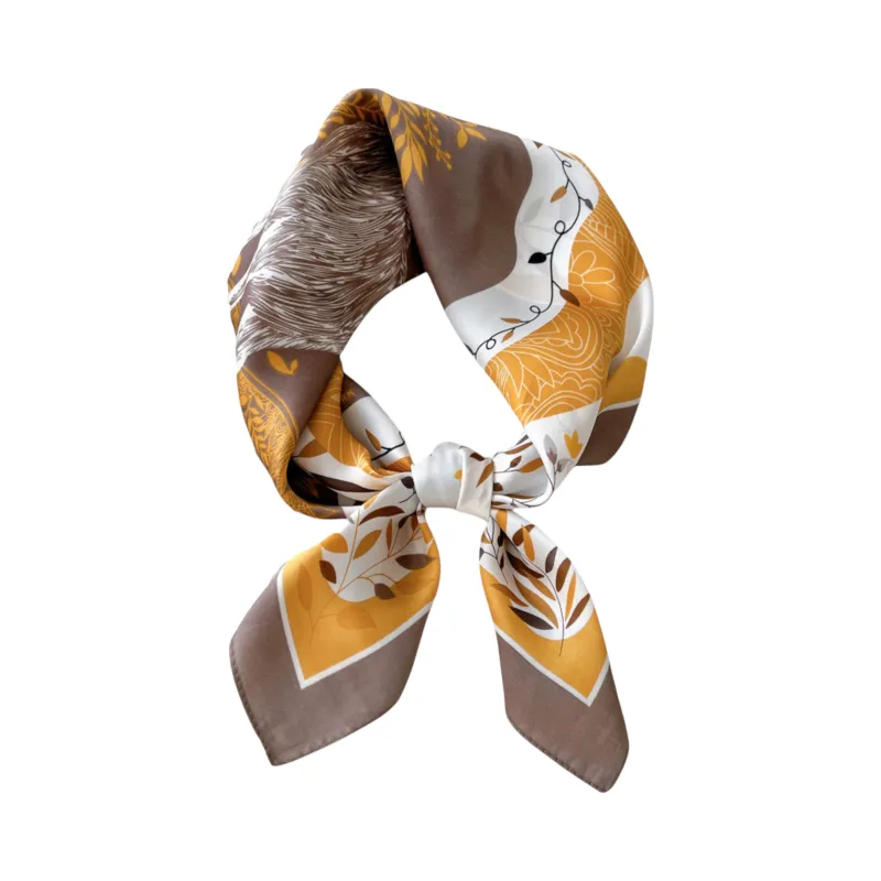 Anna-Kaci Women's Silky Square Neck Scarf with Abstract Floral Pattern for Hair and Bag Styling sold by Anna-Kaci