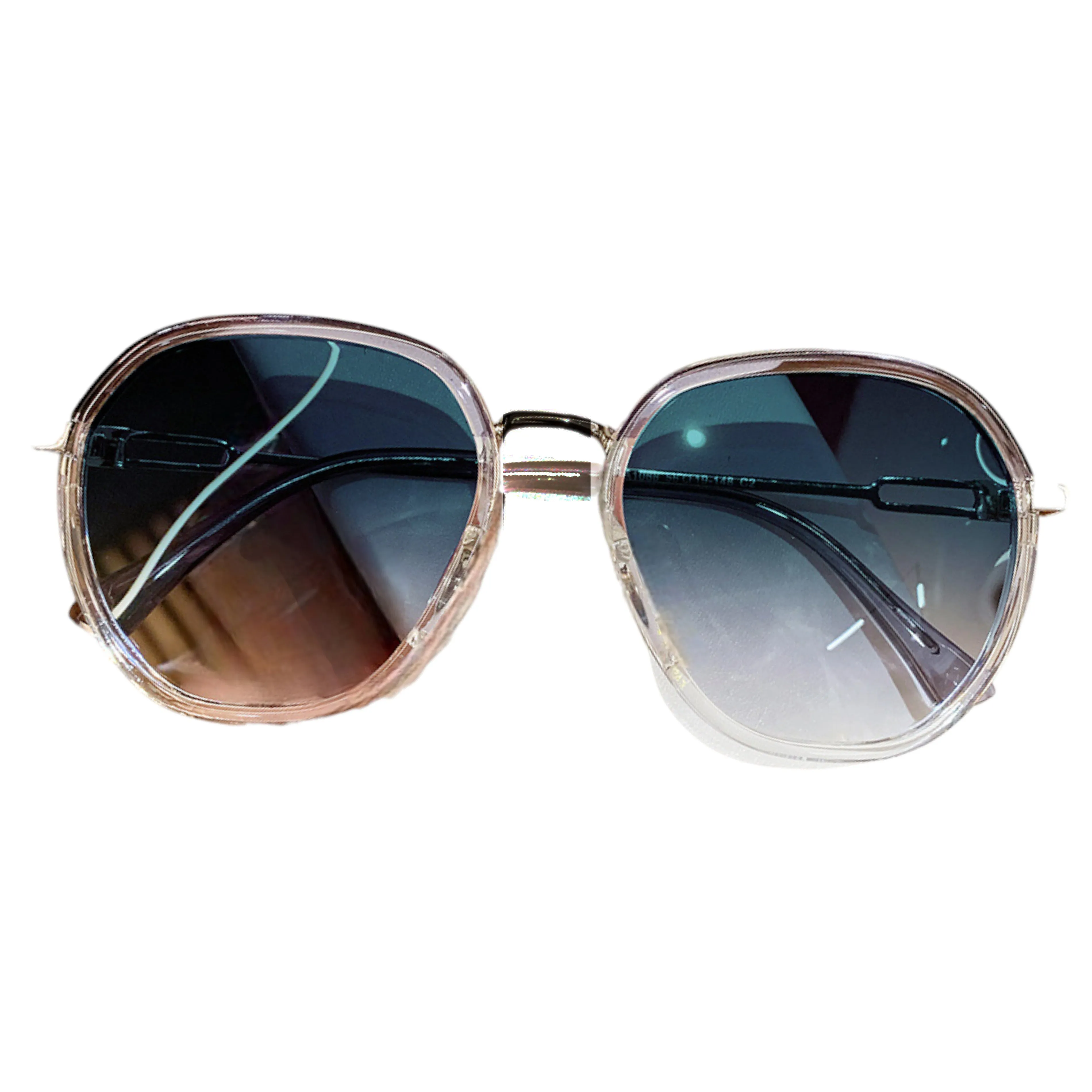 Anna-Kaci Women's Fashion Round Gradient Lens Sunglasses with Metal Arms and Transparent Frame Design for Modern Everyday Style sold by Anna-Kaci product image thumbnail 4