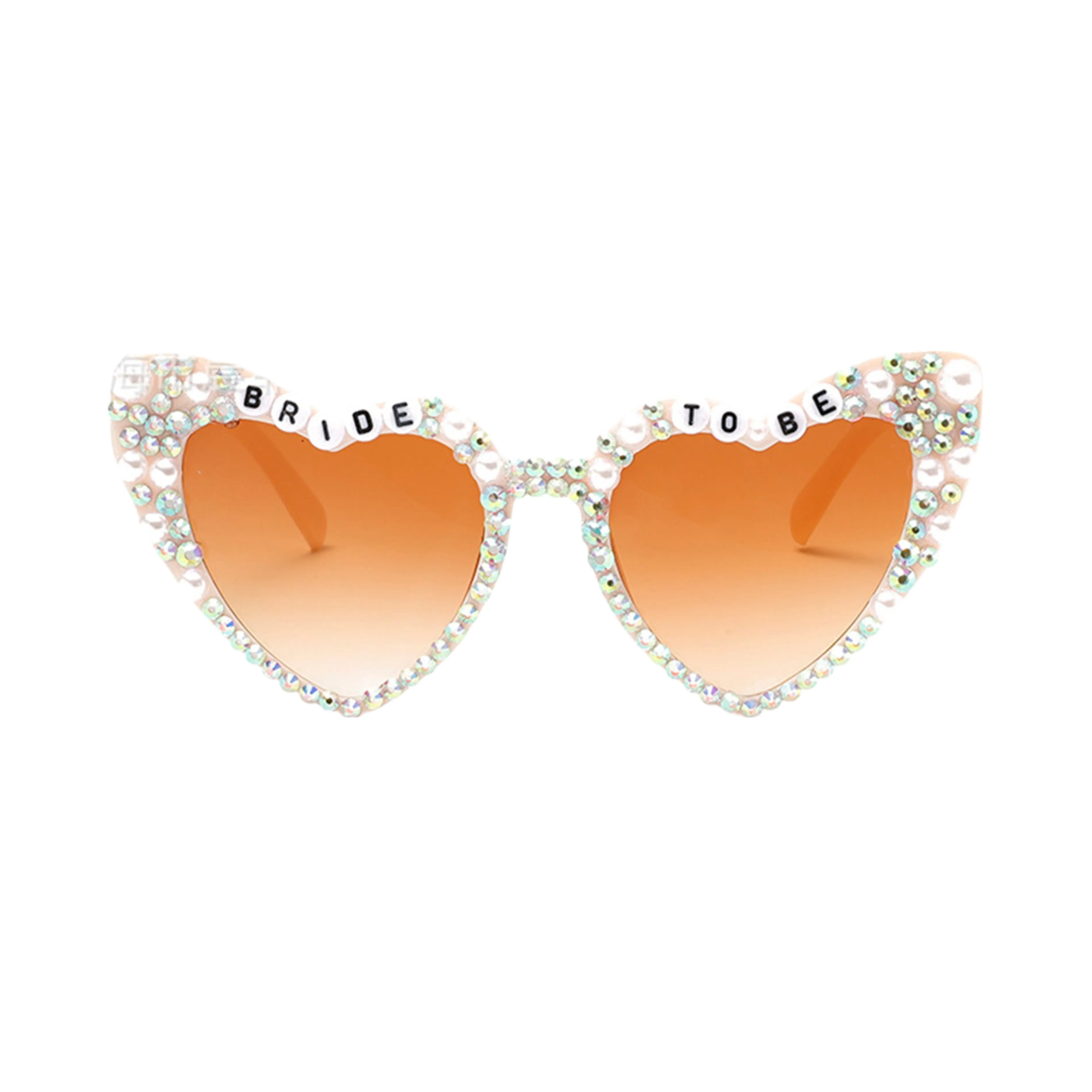 Anna-Kaci Women's Heart-Shaped Bride to Be Sunglasses with Rhinestone and Pearl Embellishments for Bachelorette Party sold by Anna-Kaci product image thumbnail 2