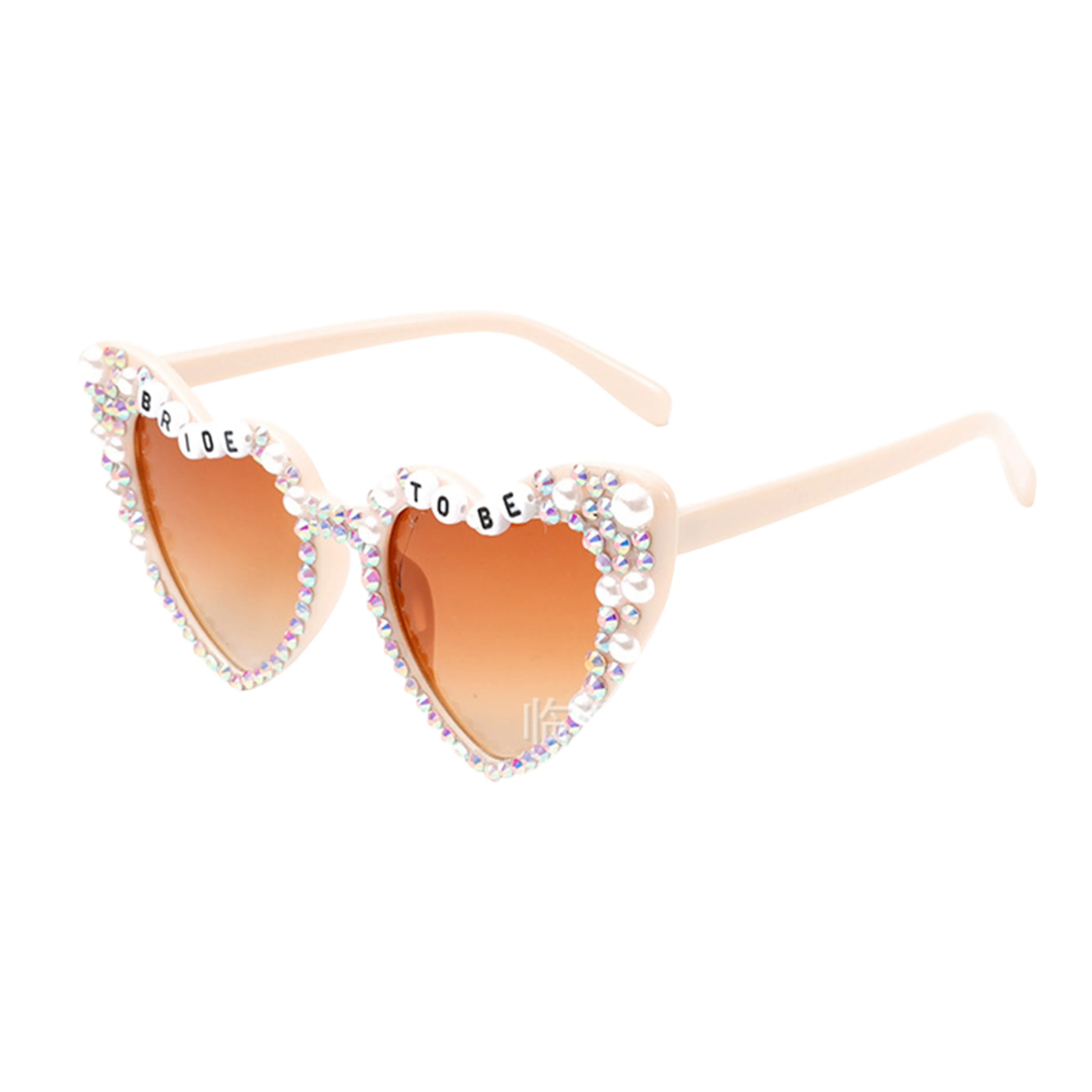 Anna-Kaci Women's Heart-Shaped Bride to Be Sunglasses with Rhinestone and Pearl Embellishments for Bachelorette Party sold by Anna-Kaci product image thumbnail 3