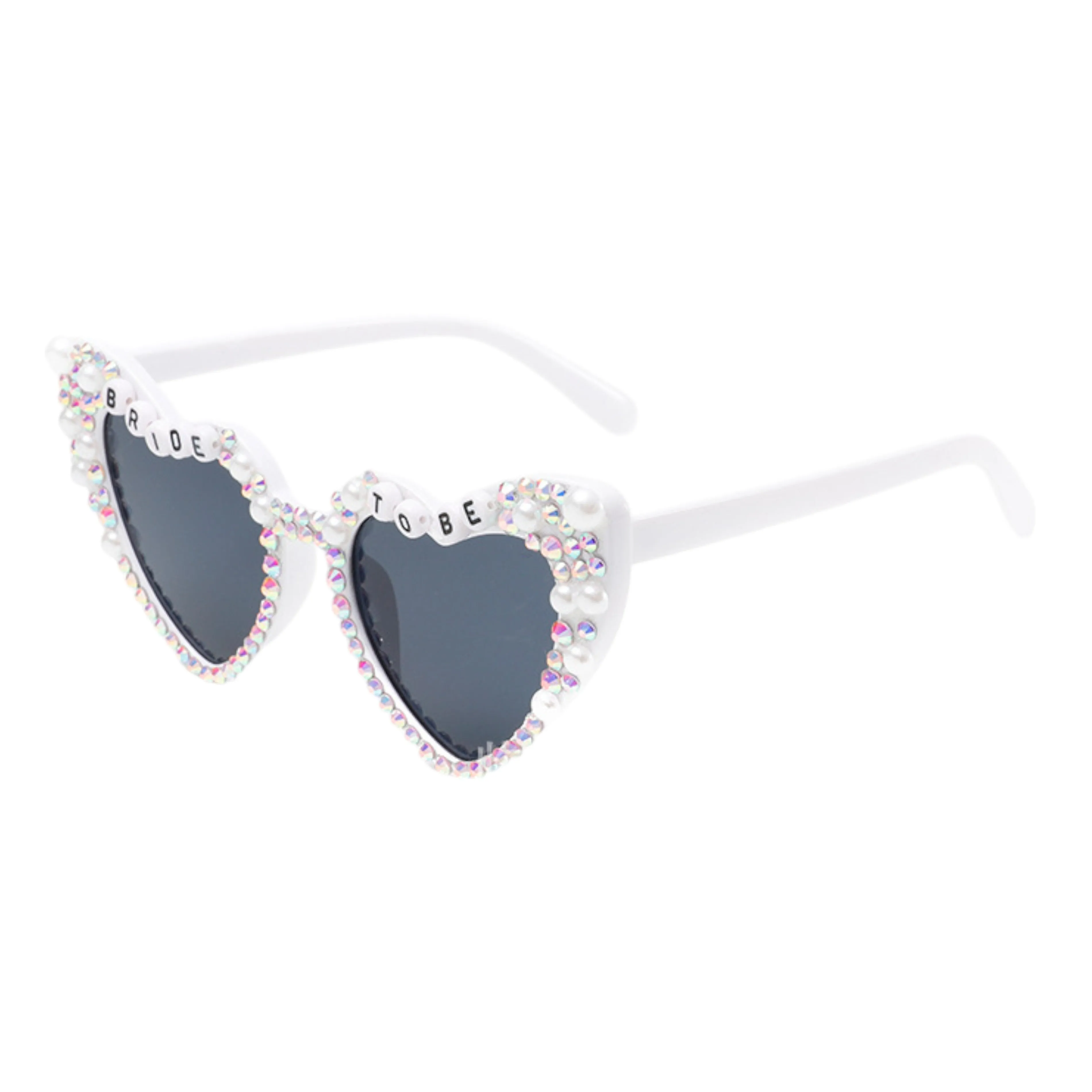 Anna-Kaci Women's Heart-Shaped Bride to Be Sunglasses with Rhinestone and Pearl Embellishments for Bachelorette Party sold by Anna-Kaci product image thumbnail 4