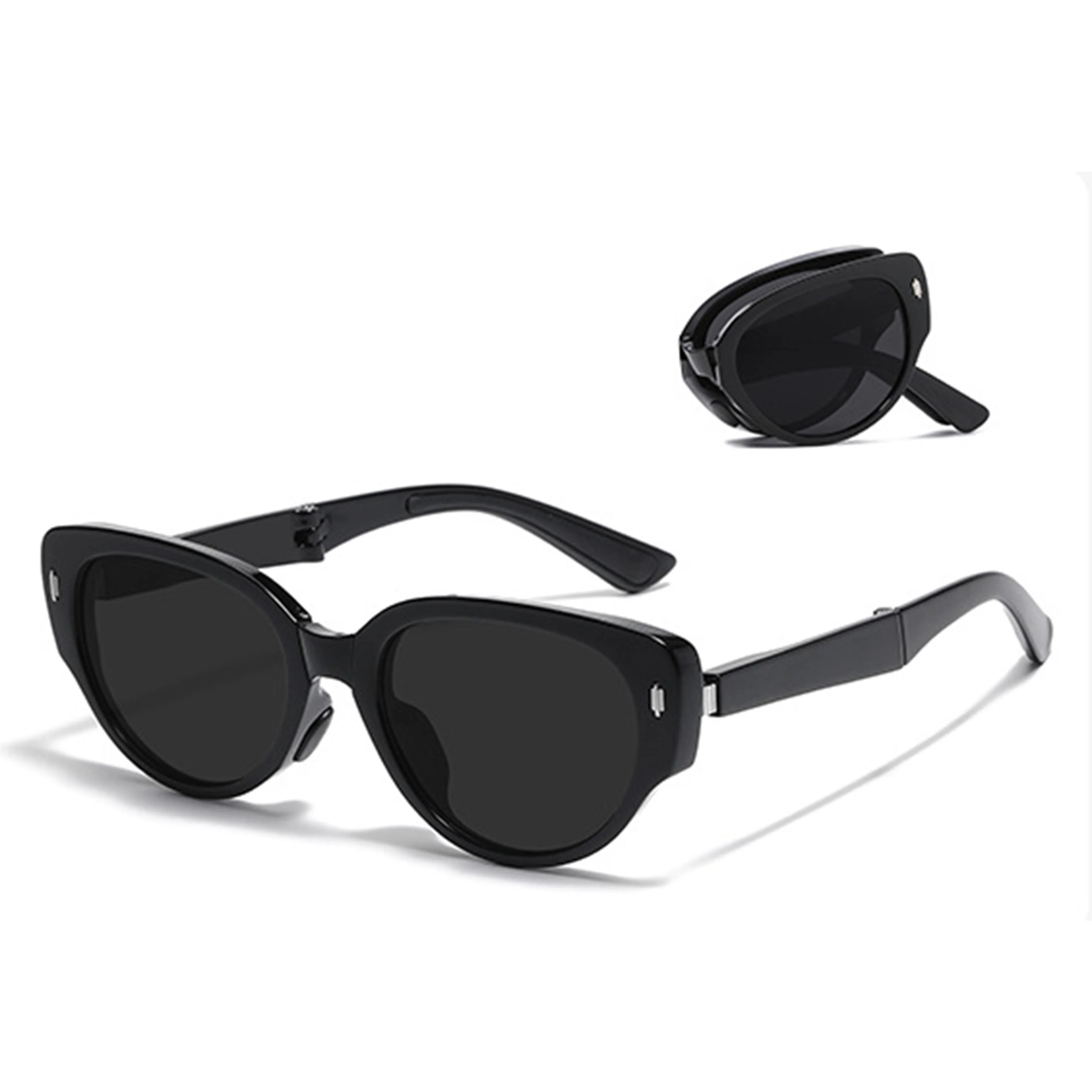 Anna-Kaci Women's Foldable Tortoiseshell Cat Eye Sunglasses with UV Protection and Compact Storage Case sold by Anna-Kaci product image thumbnail 2