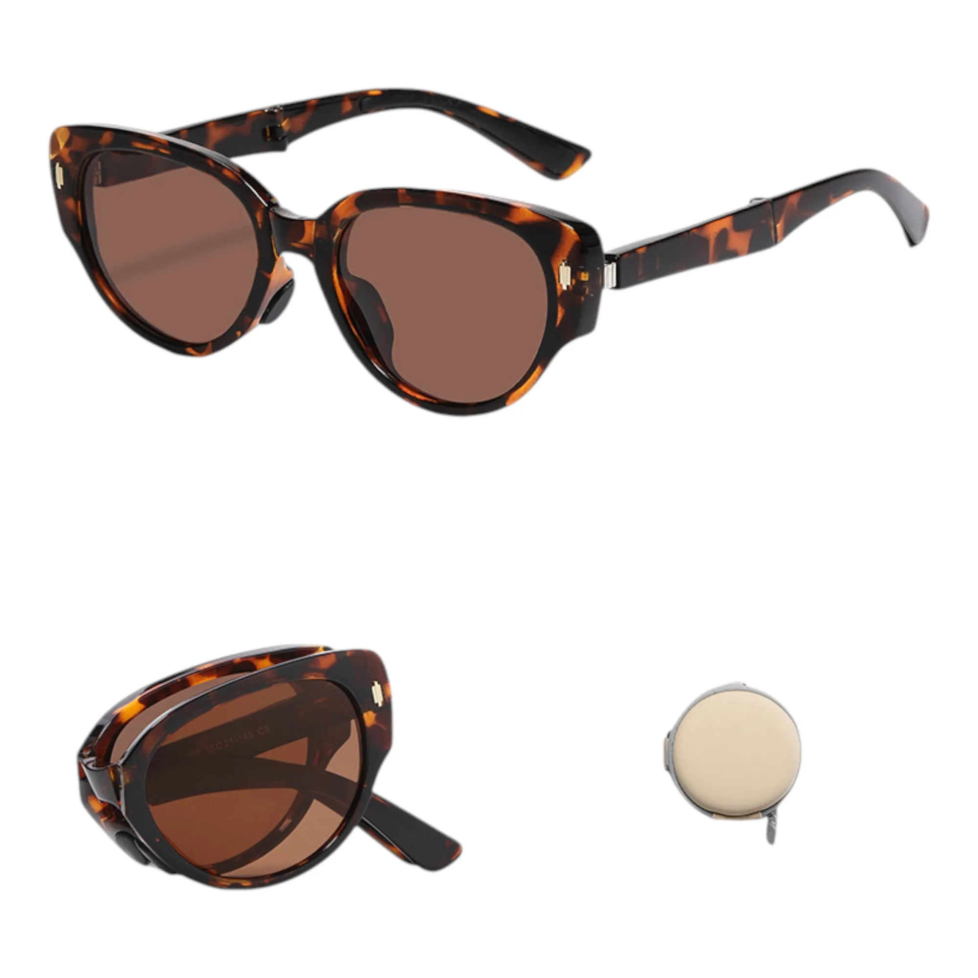 Anna-Kaci Women's Foldable Tortoiseshell Cat Eye Sunglasses with UV Protection and Compact Storage Case sold by Anna-Kaci product image thumbnail 3