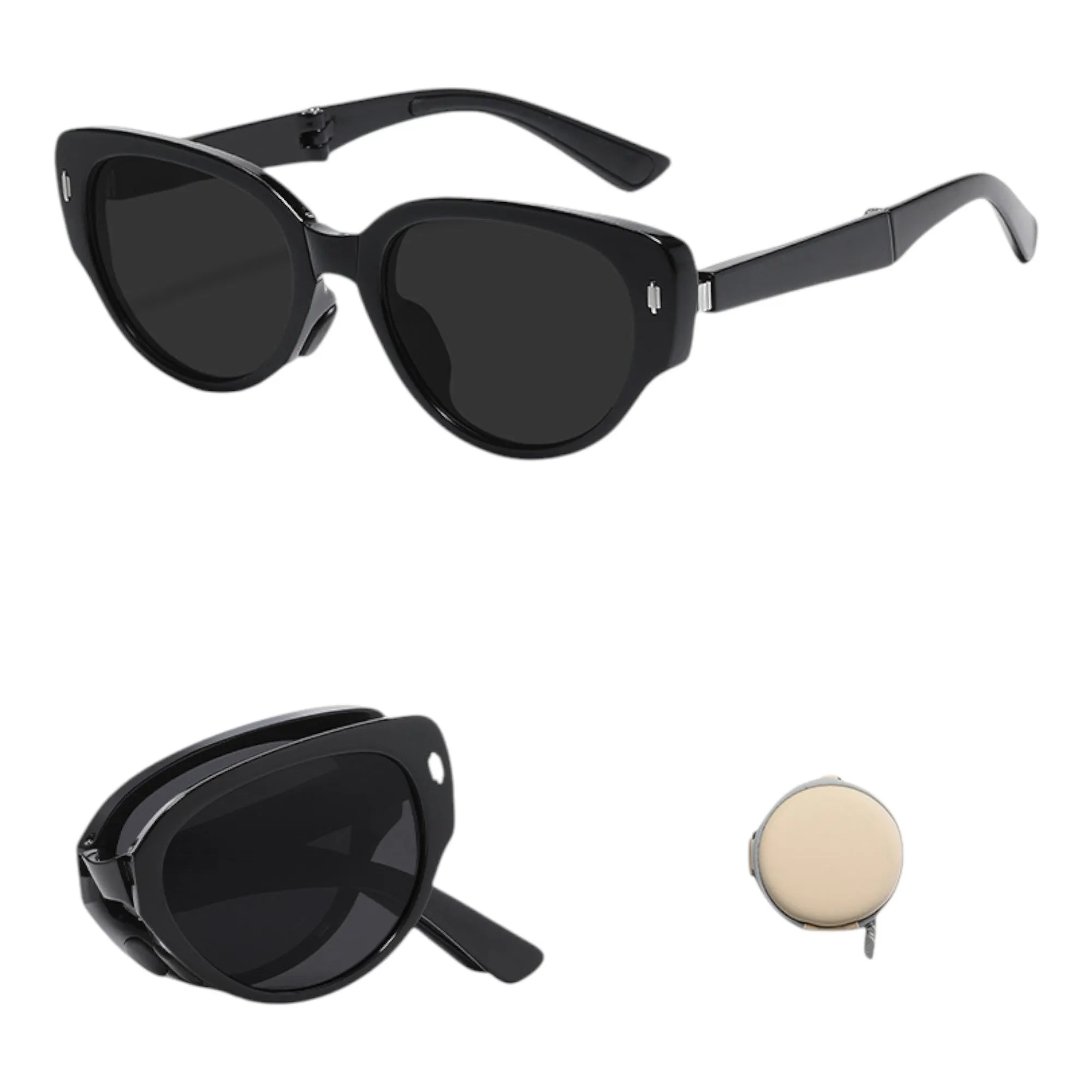 Anna-Kaci Women's Foldable Tortoiseshell Cat Eye Sunglasses with UV Protection and Compact Storage Case sold by Anna-Kaci