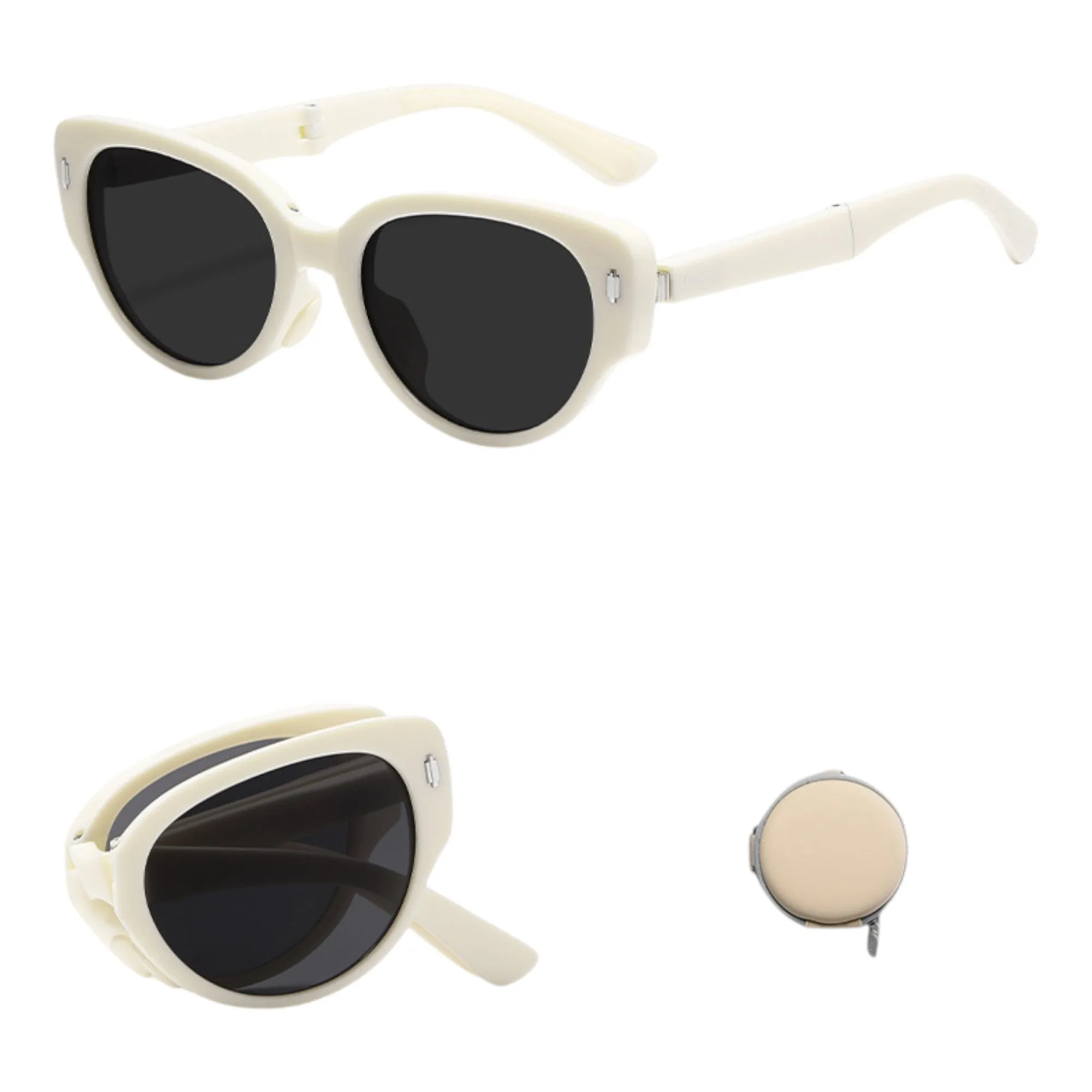 Anna-Kaci Women's Foldable Tortoiseshell Cat Eye Sunglasses with UV Protection and Compact Storage Case sold by Anna-Kaci product image thumbnail 5