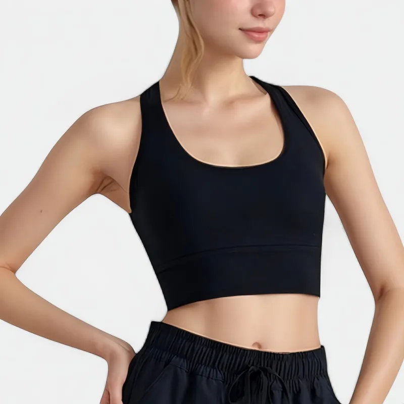 Anna-Kaci Active Women's Scoop Neck Sports Bra Top with Wide Straps and Soft Stretch Fit made by Anna-Kaci