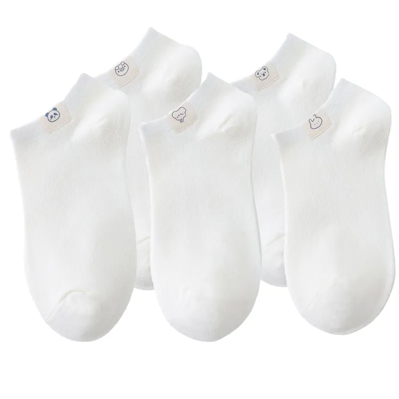 Anna-Kaci Women's 5 Pairs Women's Ankle Socks Soft Cotton Stretch Fabric with Cute Cartoon Animal Tags Comfortable Everyday Low-Cut Design sold by Anna-Kaci