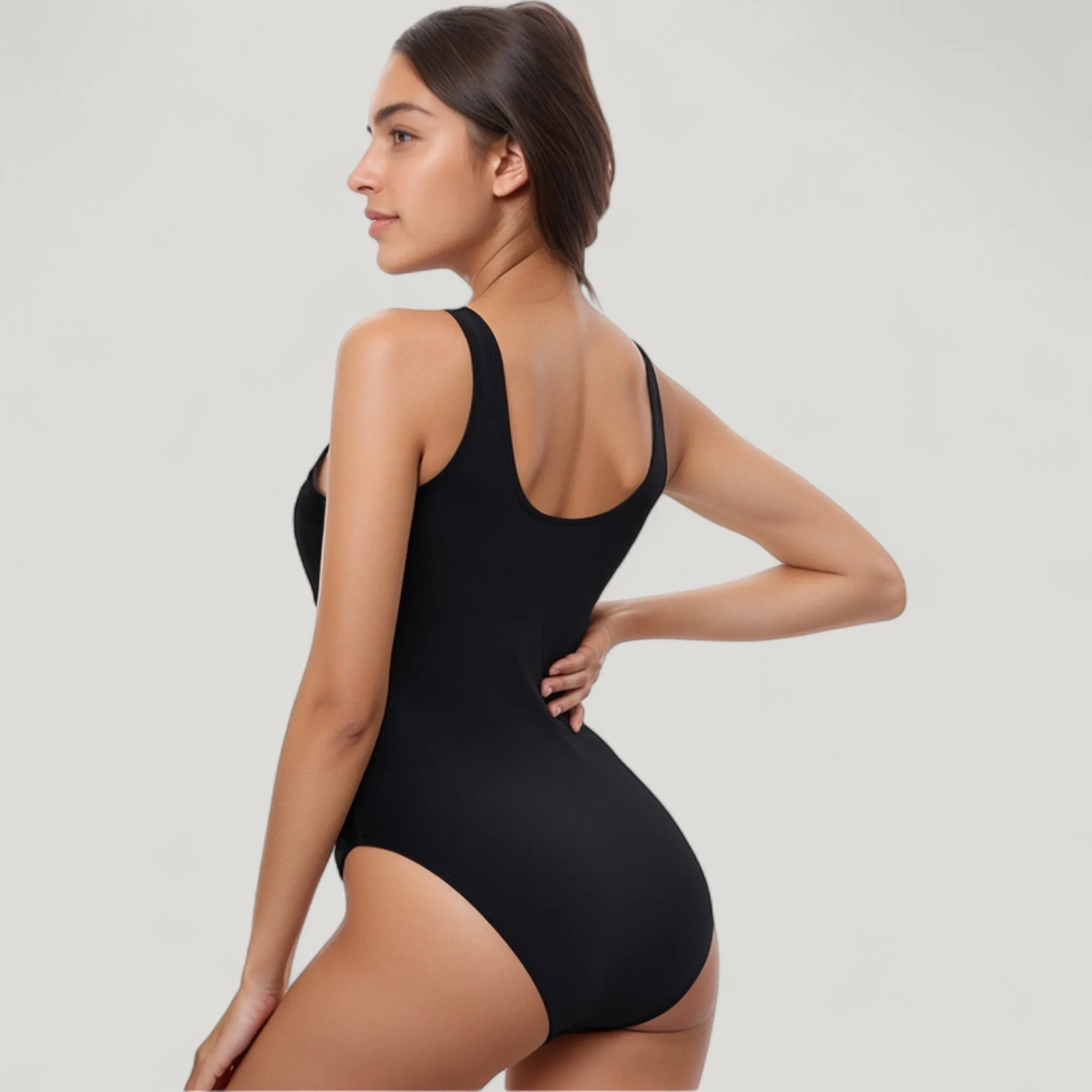 Anna-Kaci Swim Women's One-Piece Swimsuit with Contrast Contour Panels and Scoop Neckline sold by Anna-Kaci product image thumbnail 4