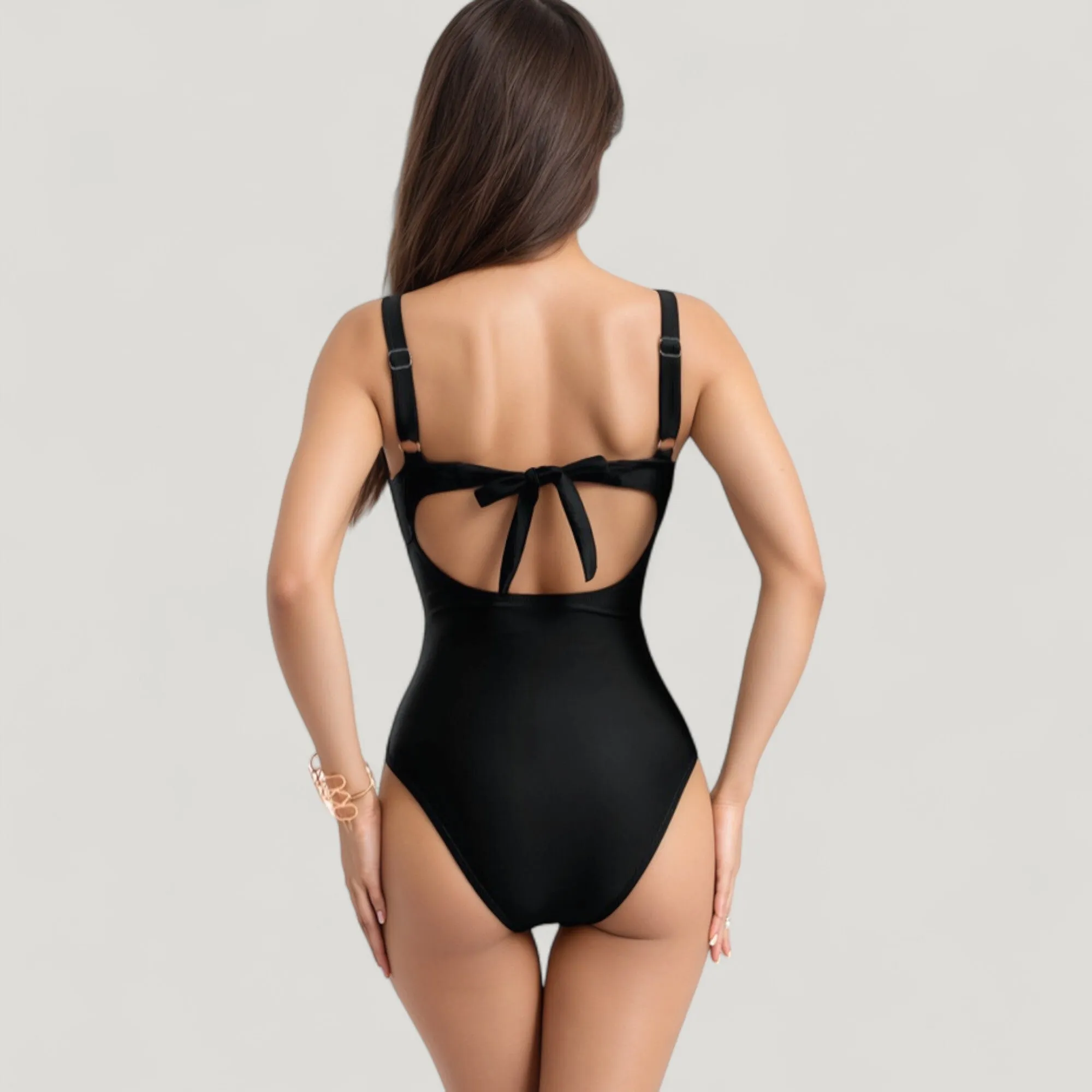 Anna-Kaci Swim Women's One-Piece Swimsuit with V-Wire Neckline and Front Cut-Out Waist Detail sold by Anna-Kaci product image thumbnail 5