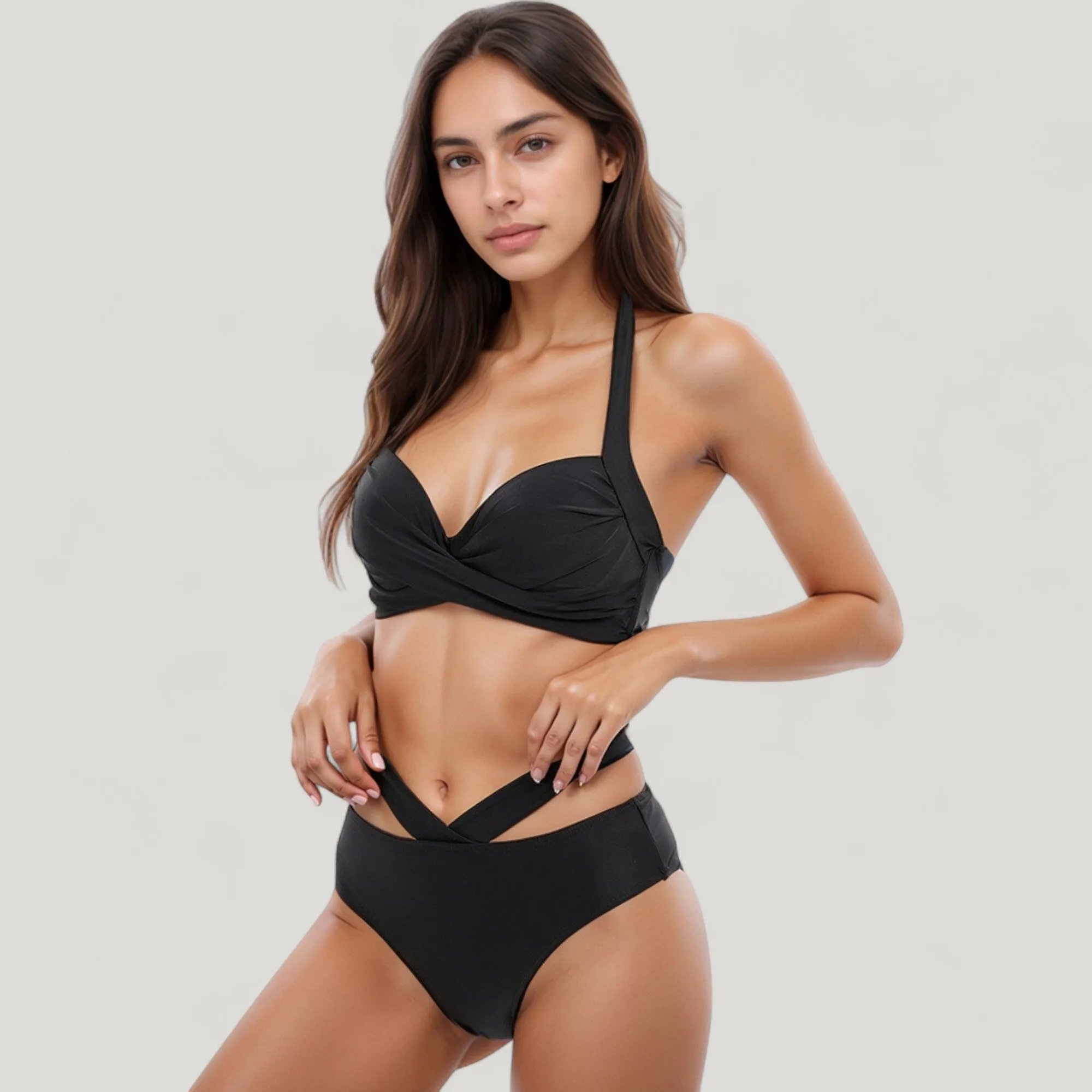 Anna-Kaci Swim Women's Two-Piece Swimsuit with Wrapped Bust Top Crisscross Waistband High Rise Bottom and Supportive Fit sold by Anna-Kaci product image thumbnail 4