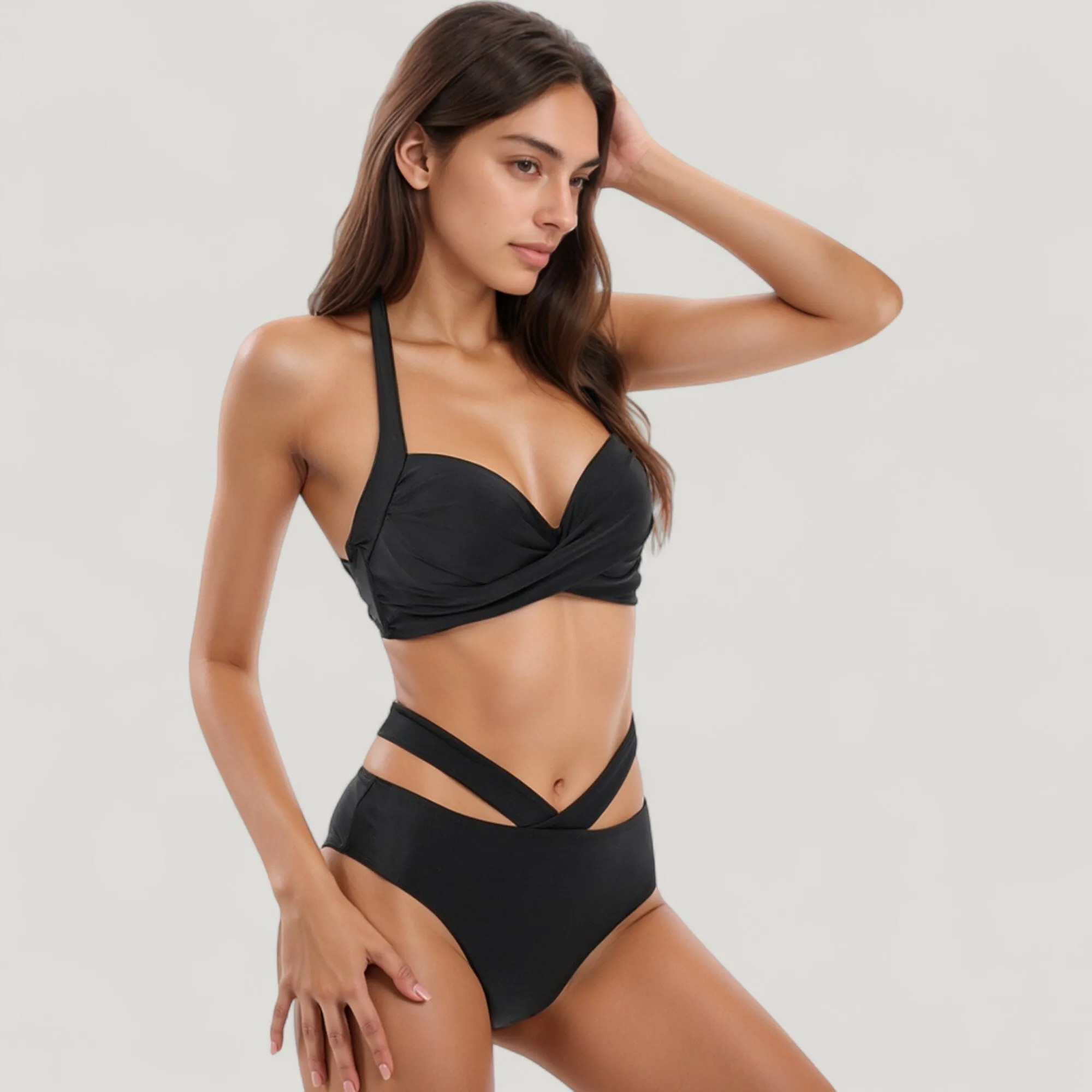 Anna-Kaci Swim Women's Two-Piece Swimsuit with Wrapped Bust Top Crisscross Waistband High Rise Bottom and Supportive Fit sold by Anna-Kaci product image thumbnail 3