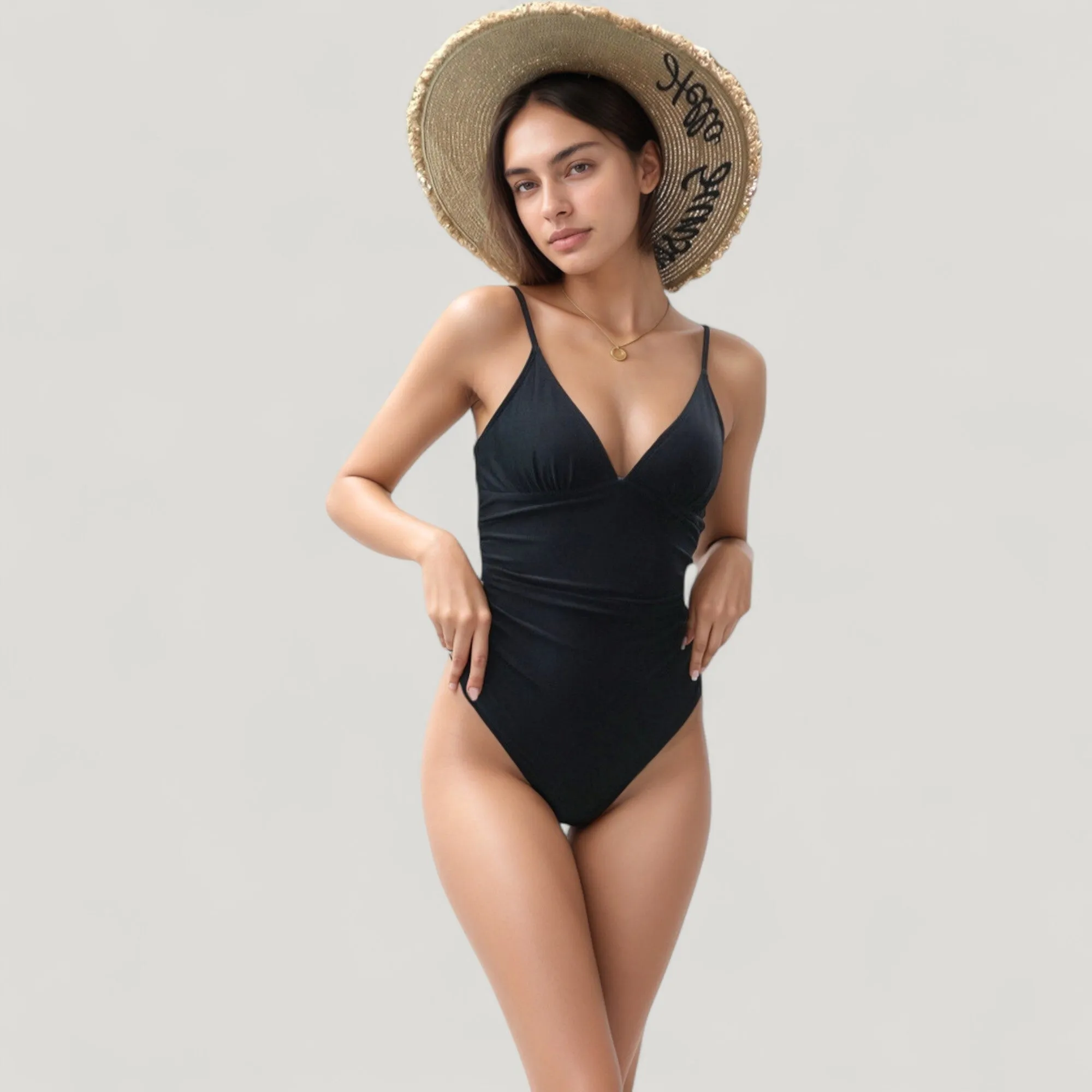 Anna-Kaci Swim Women's One-Piece Swimsuit with Plunging V-Neckline Adjustable Straps and High Cut Leg Design sold by Anna-Kaci product image thumbnail 2