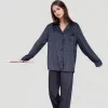Anna-Kaci Lounge Women's Long Sleeve Button Up Pajama Set with Satin Leopard Texture and Relaxed Fit Pants sold by Anna-Kaci