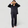 Anna-Kaci Lounge Women's Long Sleeve Button Up Pajama Set with Satin Leopard Texture and Relaxed Fit Pants sold by Anna-Kaci