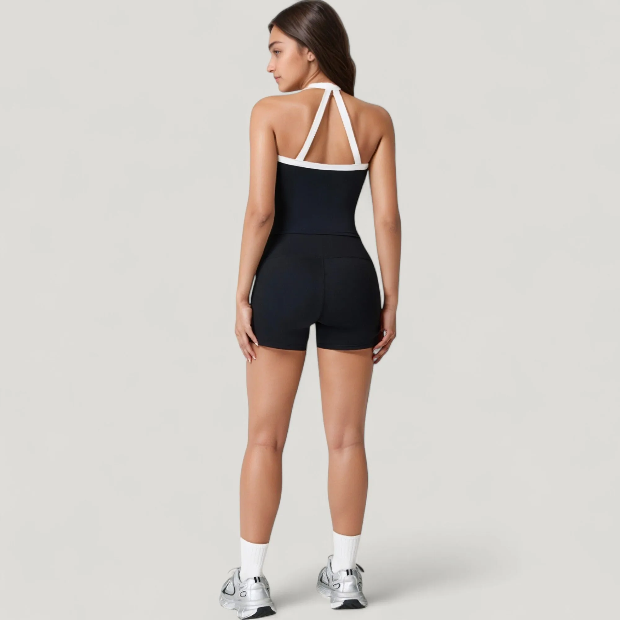 Anna-Kaci Active Women's Square Neck Cropped Active Tank with Contrast Trim and Built-In Bra for Light Support sold by Anna-Kaci product image thumbnail 5