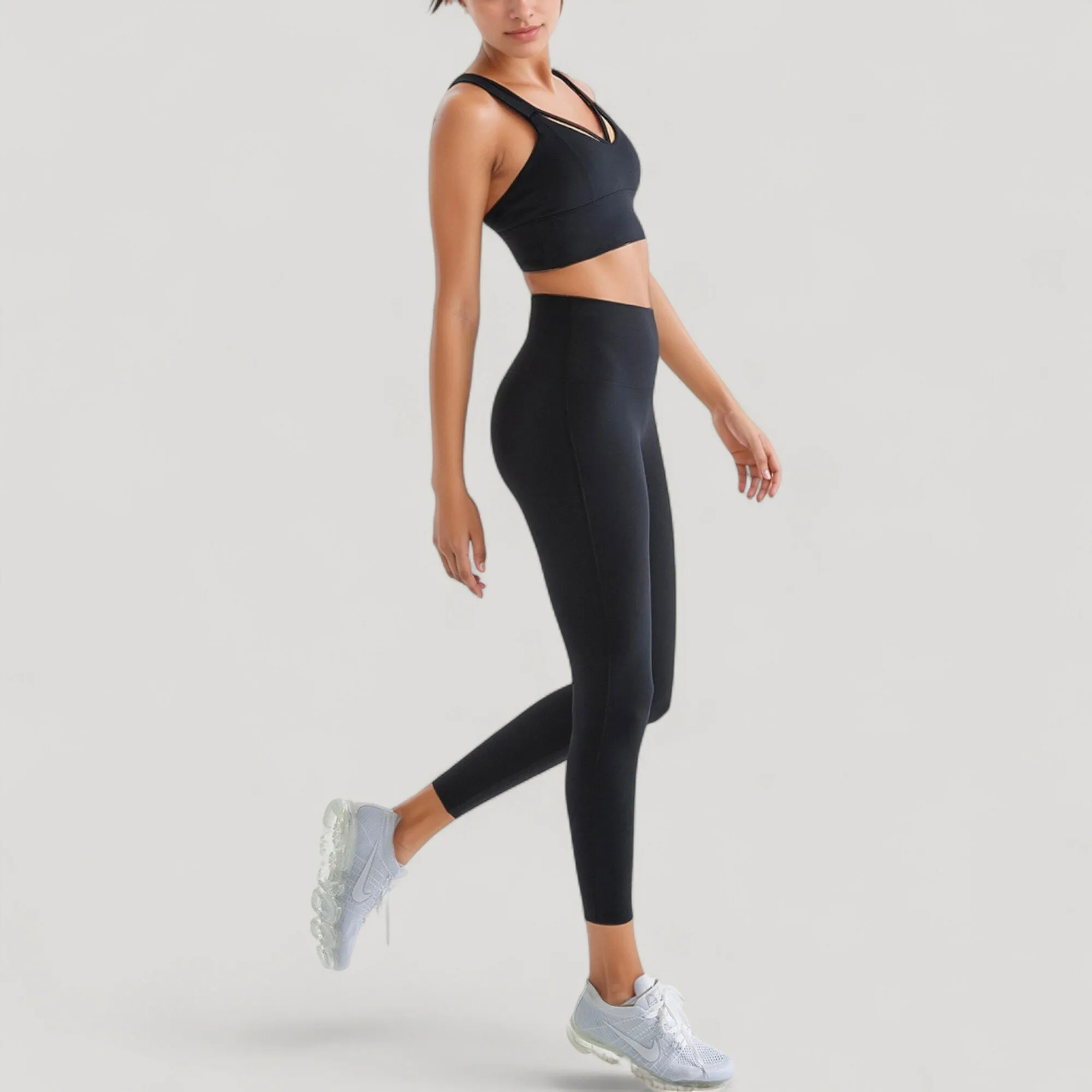 Anna-Kaci Active Women's Strappy V Neck Sports Bra Top with Wide Shoulder Bands and Soft Stretch Fabric sold by Anna-Kaci product image thumbnail 3