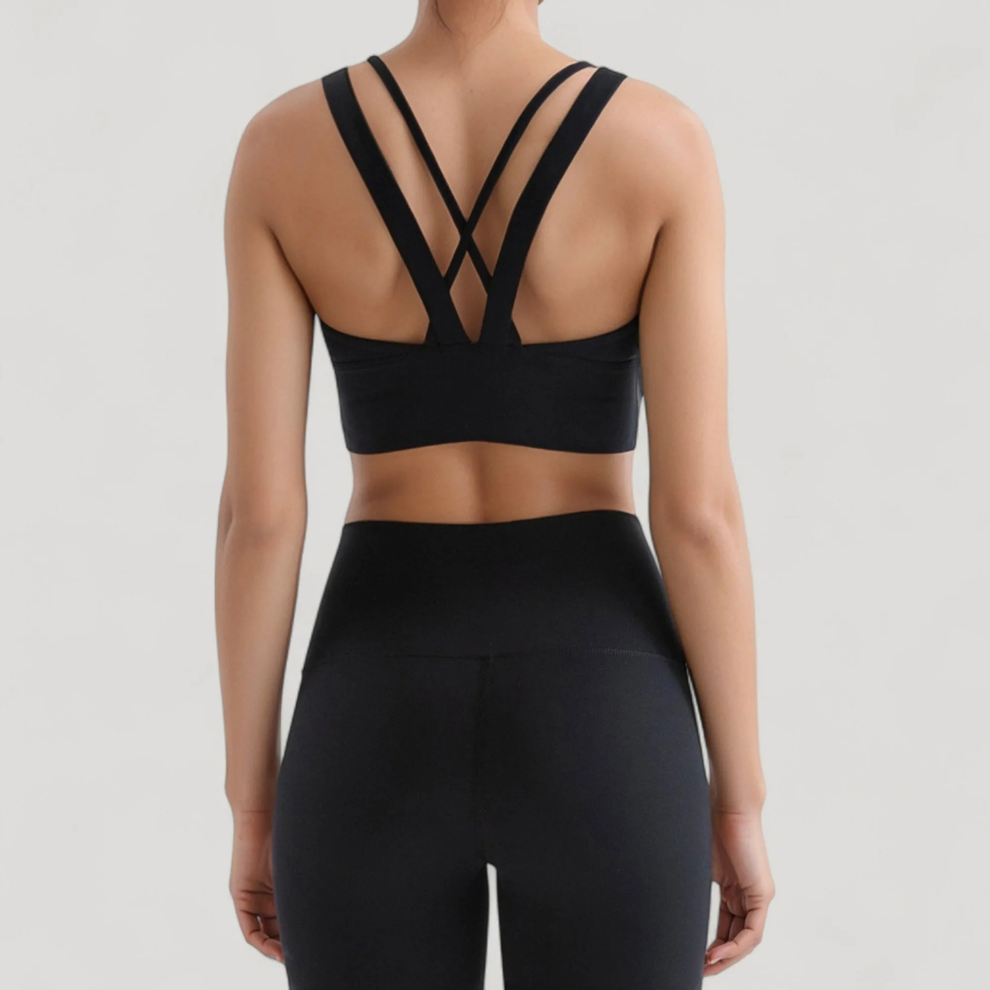 Anna-Kaci Active Women's Strappy V Neck Sports Bra Top with Wide Shoulder Bands and Soft Stretch Fabric sold by Anna-Kaci product image thumbnail 5