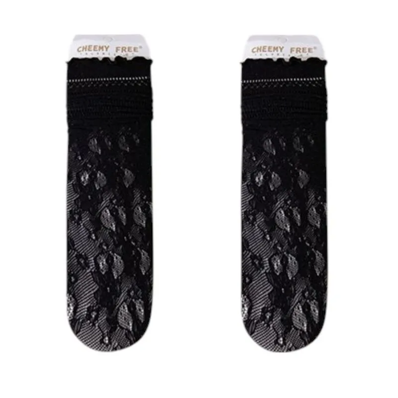 Anna-Kaci Women's Lace Liner Socks with Elastic Cuff and Floral Mesh Detail Soft Stretch 2-Pack sold by Anna-Kaci