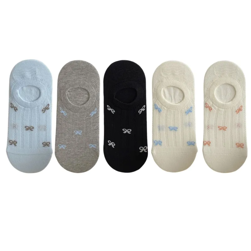 Anna-Kaci 5 Pairs Women's Bow Pattern Low Cut No Show Socks Breathable Mesh Knit Anti-Slip Design Multiple Color Options sold by Anna-Kaci