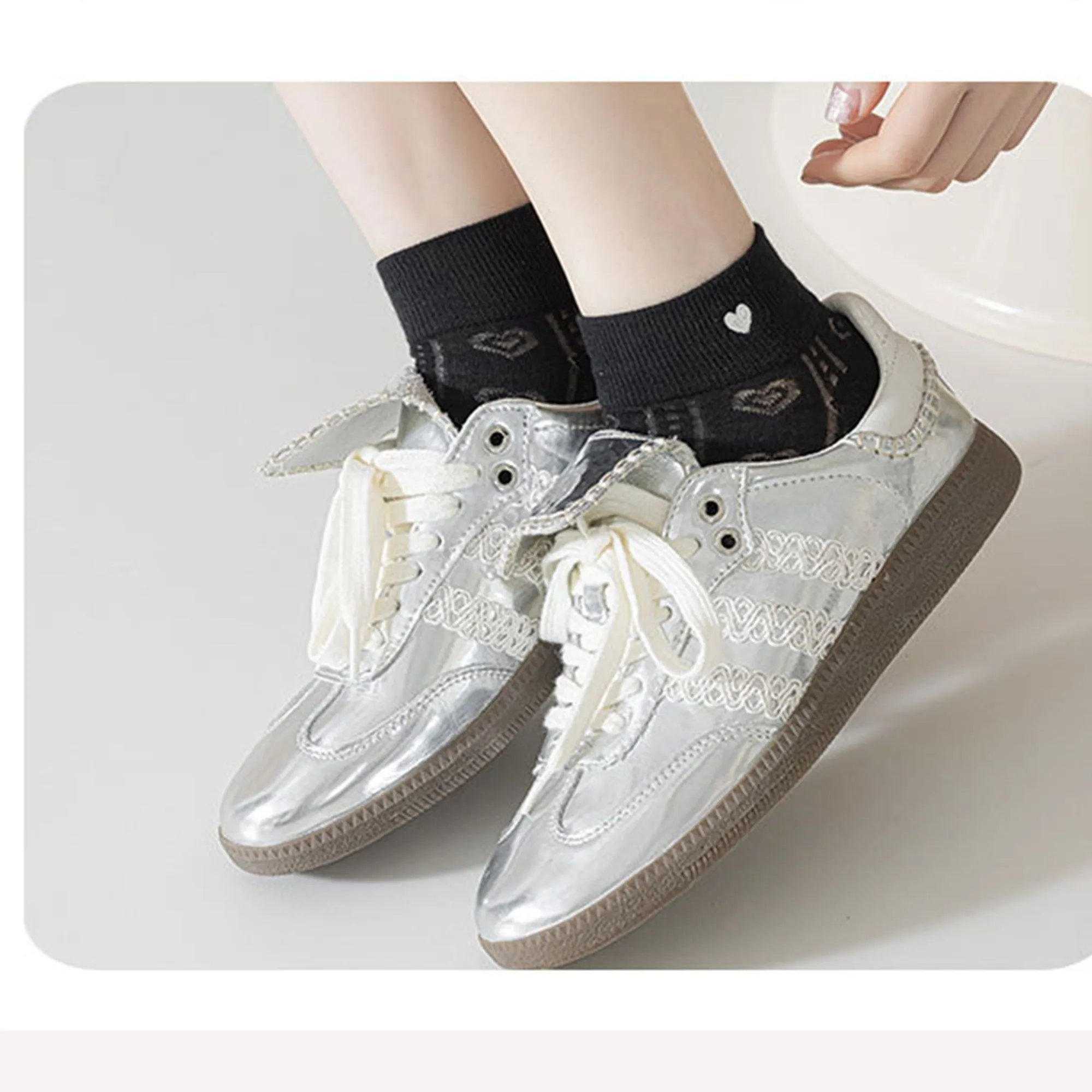 Anna-Kaci 4 Pairs Women's Heart Pattern Breathable Short Crew Socks Soft Stretch Knit Design Multiple Color Options sold by Anna-Kaci product image thumbnail 4