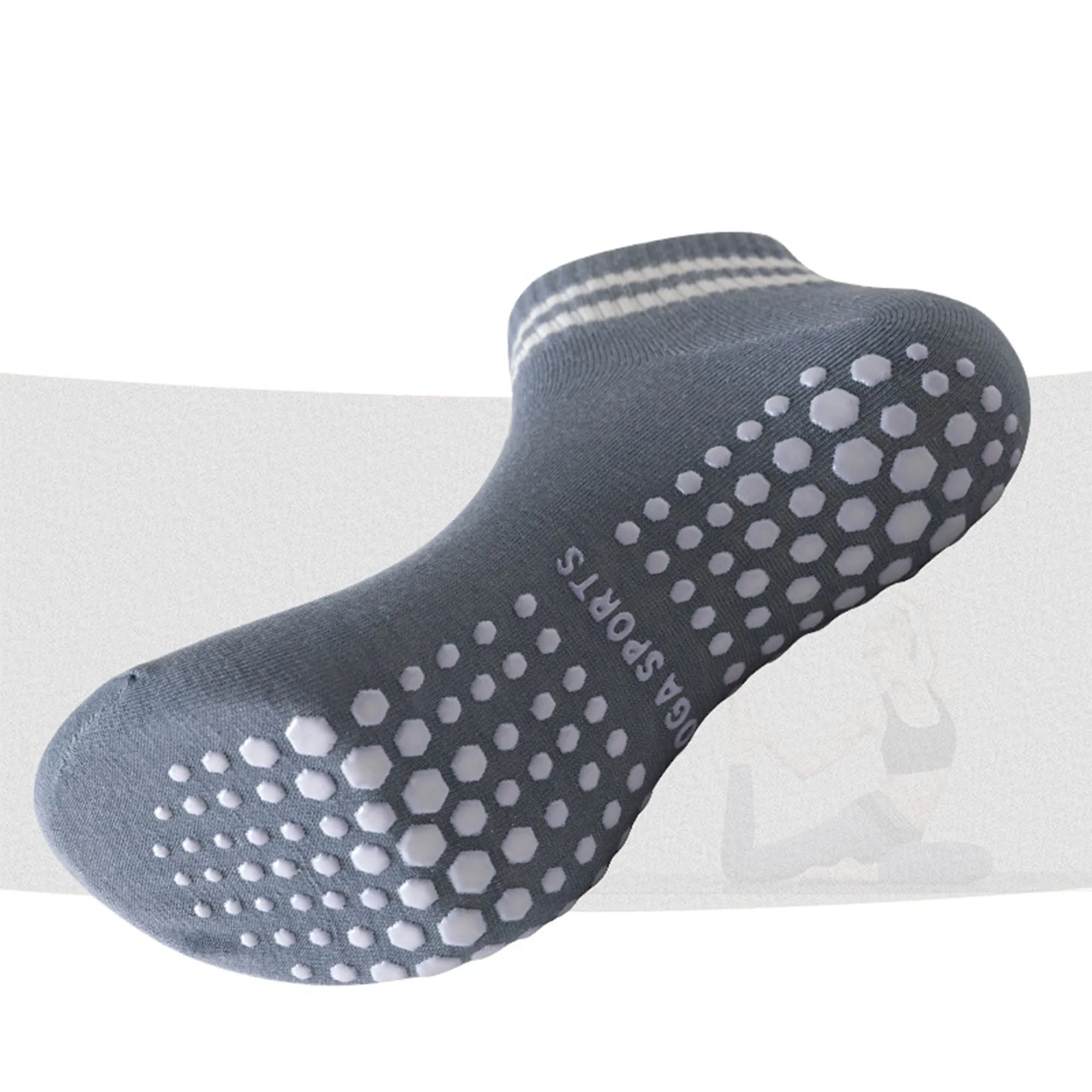 Anna-Kaci 4 Pairs Women's Ankle Grip Yoga Socks Soft Cotton Non-Slip Bottom Striped Cuff sold by Anna-Kaci product image thumbnail 5