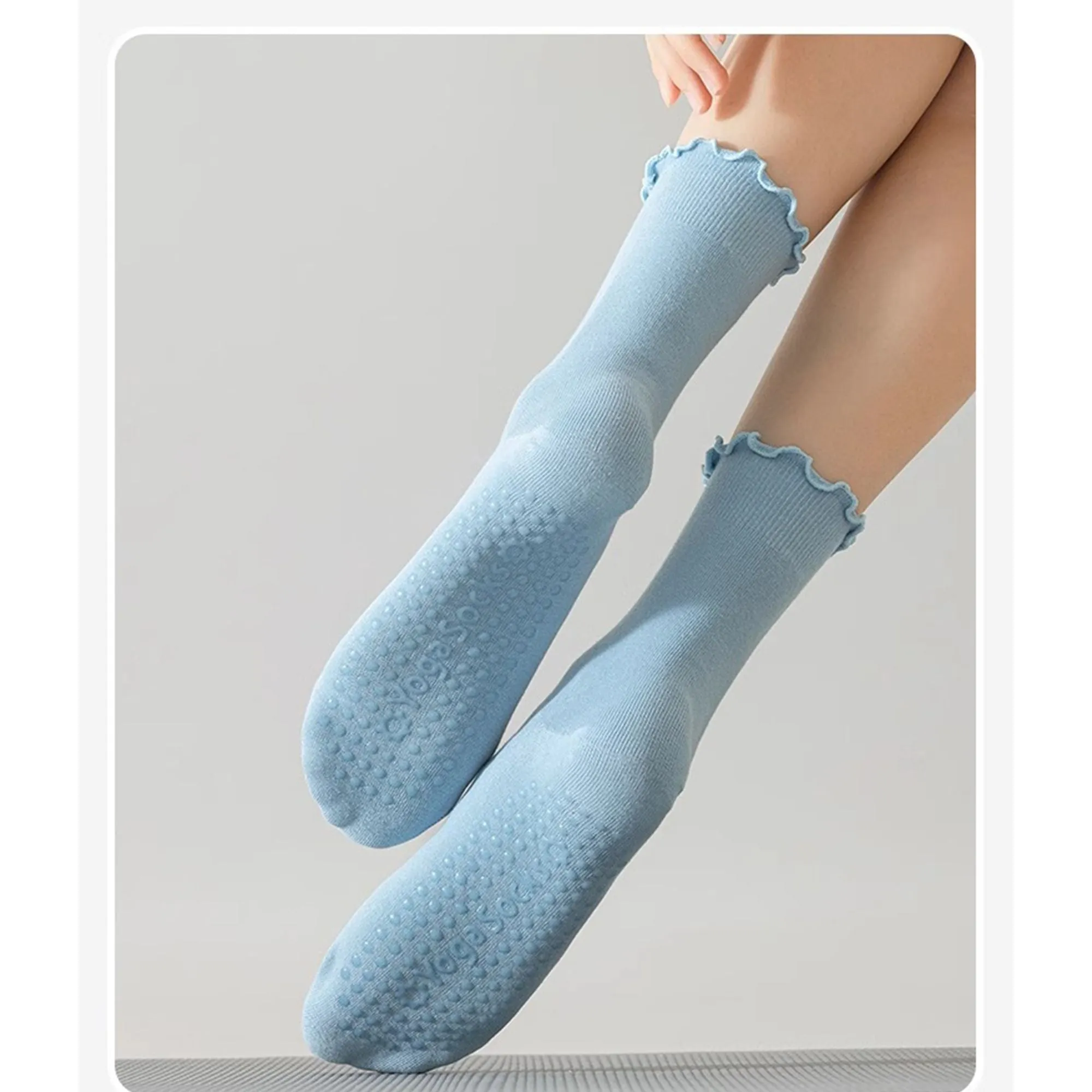 Anna-Kaci 5 Pairs Women's Anti-Slip Crew Yoga Socks Soft Cotton Grip Sole Seamless Toe Design for Pilates Indoor Workouts sold by Anna-Kaci product image thumbnail 3