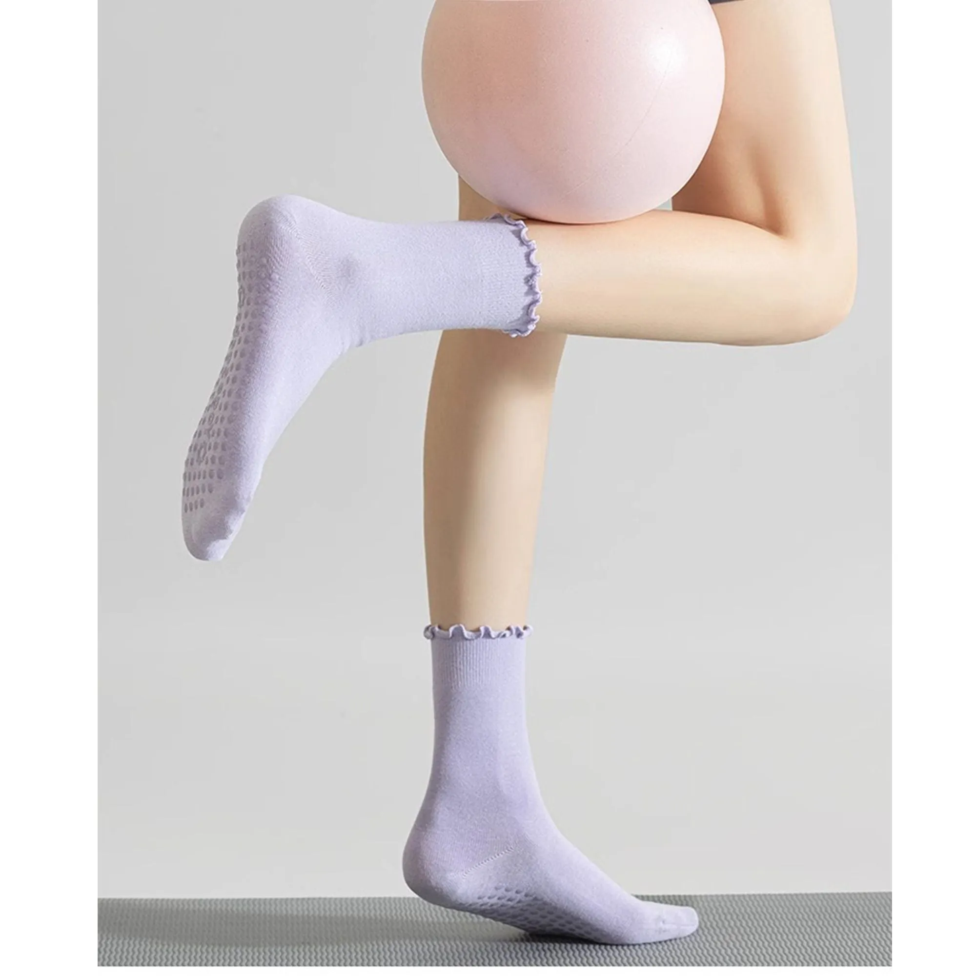 Anna-Kaci 5 Pairs Women's Anti-Slip Crew Yoga Socks Soft Cotton Grip Sole Seamless Toe Design for Pilates Indoor Workouts sold by Anna-Kaci product image thumbnail 4