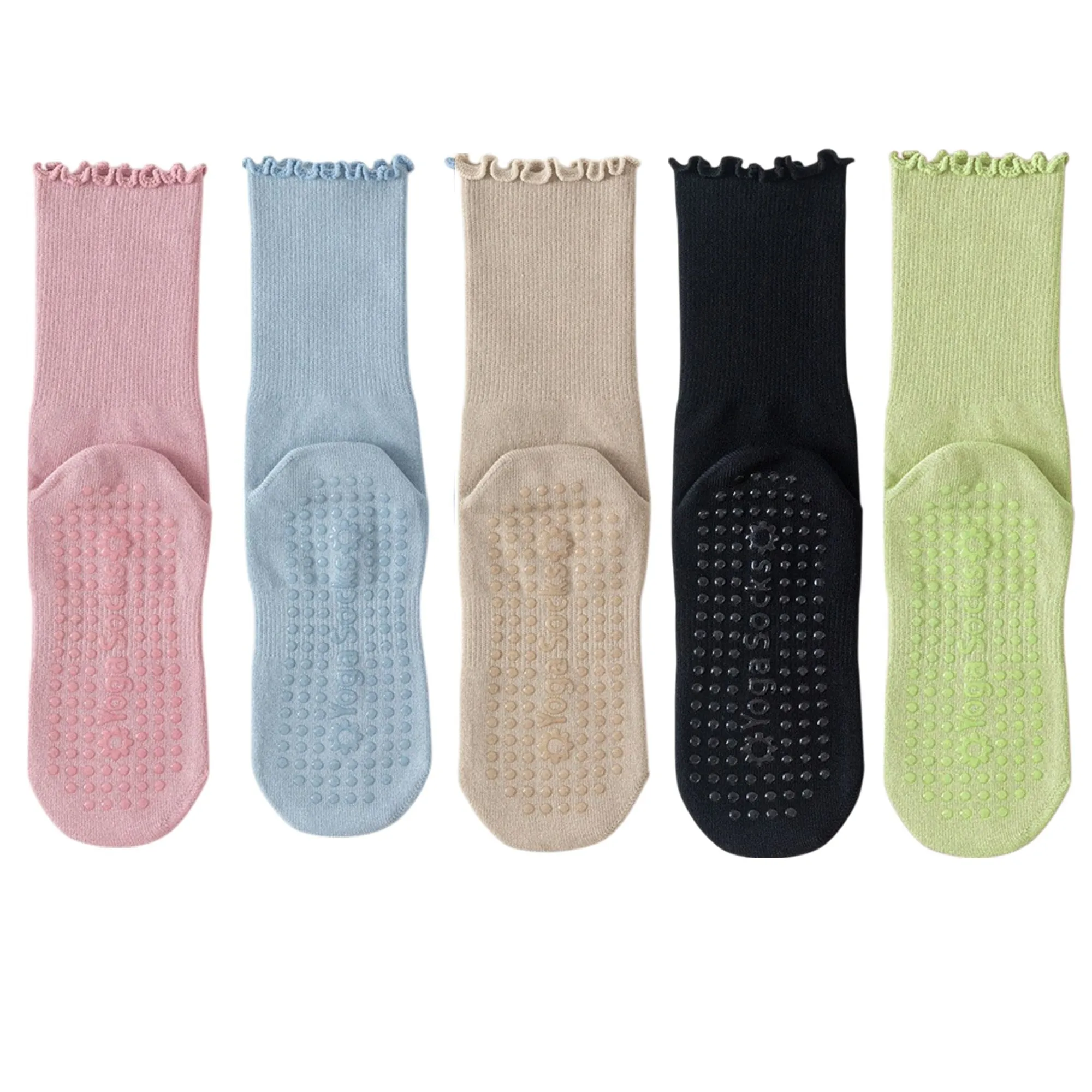 Anna-Kaci 5 Pairs Women's Anti-Slip Crew Yoga Socks Soft Cotton Grip Sole Seamless Toe Design for Pilates Indoor Workouts sold by Anna-Kaci