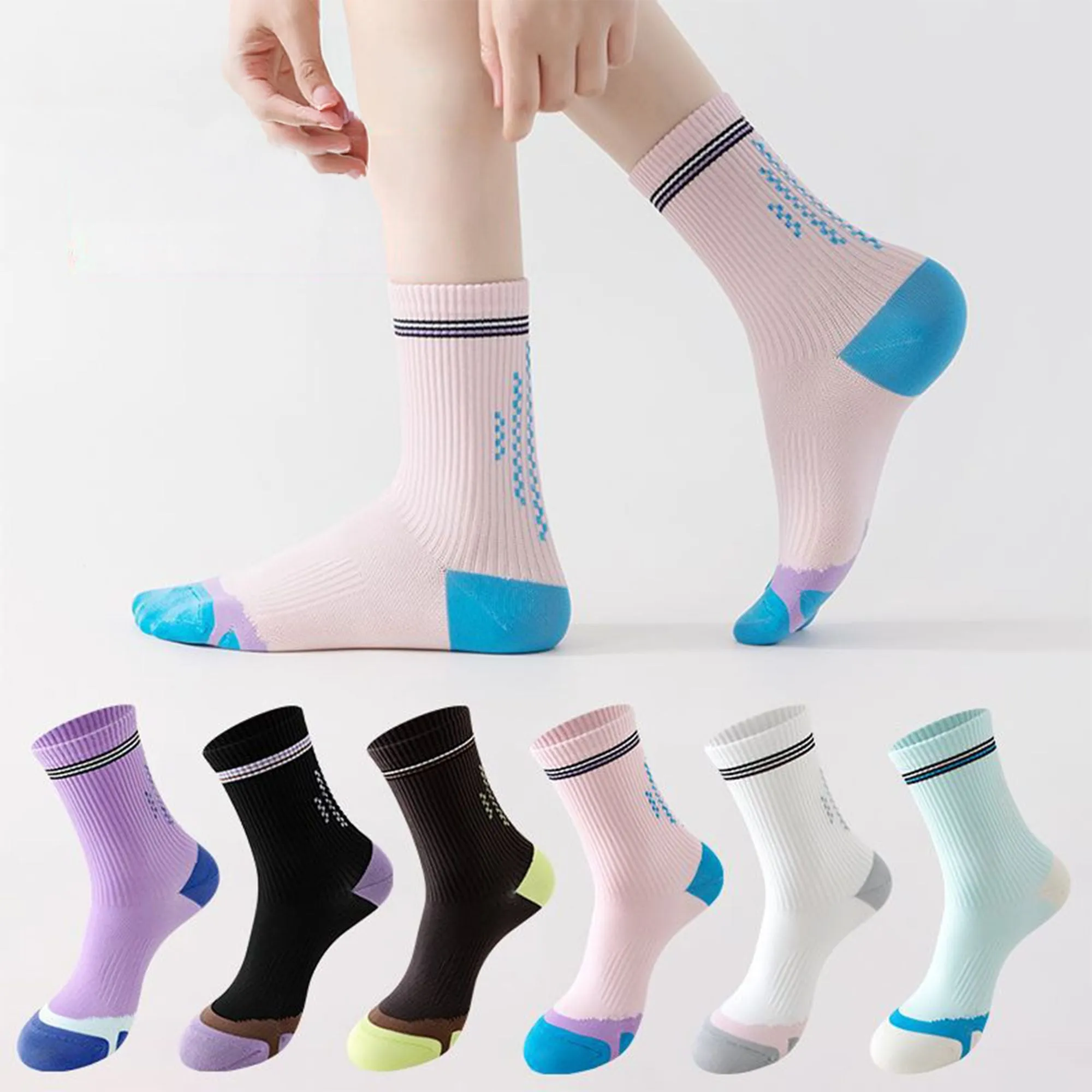 Anna-Kaci 5 Pairs Women's Mid-Crew Sport Socks Cushioned Arch Support Breathable Athletic Fit with Elastic Cuff sold by Anna-Kaci product image thumbnail 2