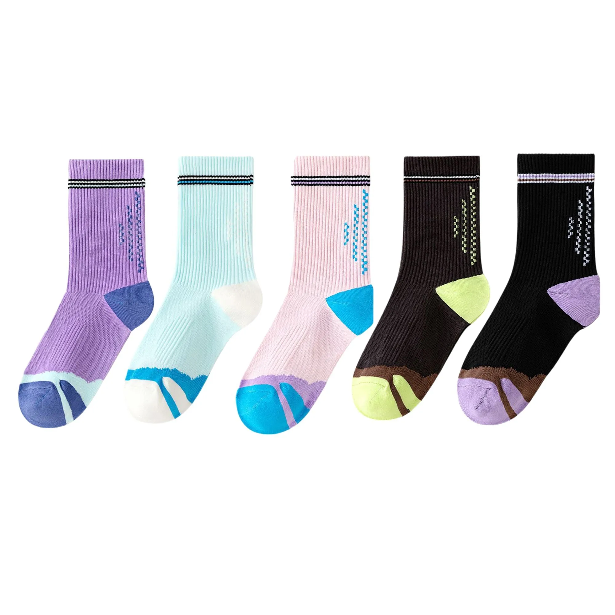 Anna-Kaci 5 Pairs Women's Mid-Crew Sport Socks Cushioned Arch Support Breathable Athletic Fit with Elastic Cuff sold by Anna-Kaci