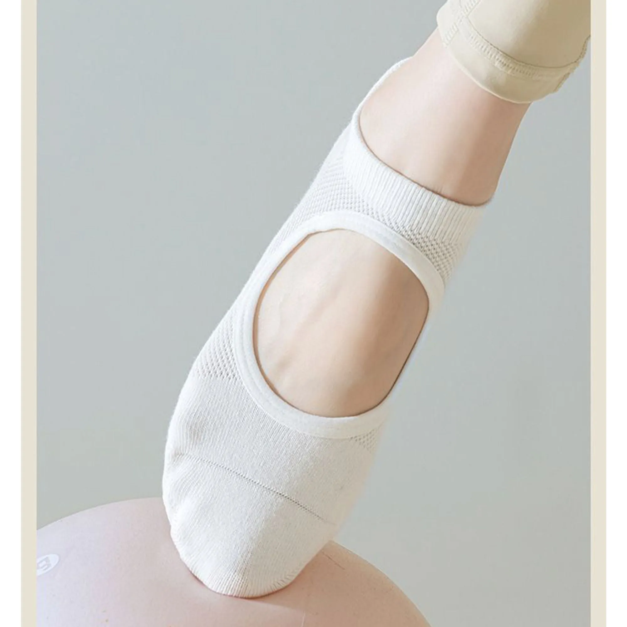 Anna-Kaci 4 Pairs Women's Non-Slip Yoga Socks Soft Cotton Grip Sole Low-Cut Design with Arch Ventilation for Pilates Barre sold by Anna-Kaci product image thumbnail 4