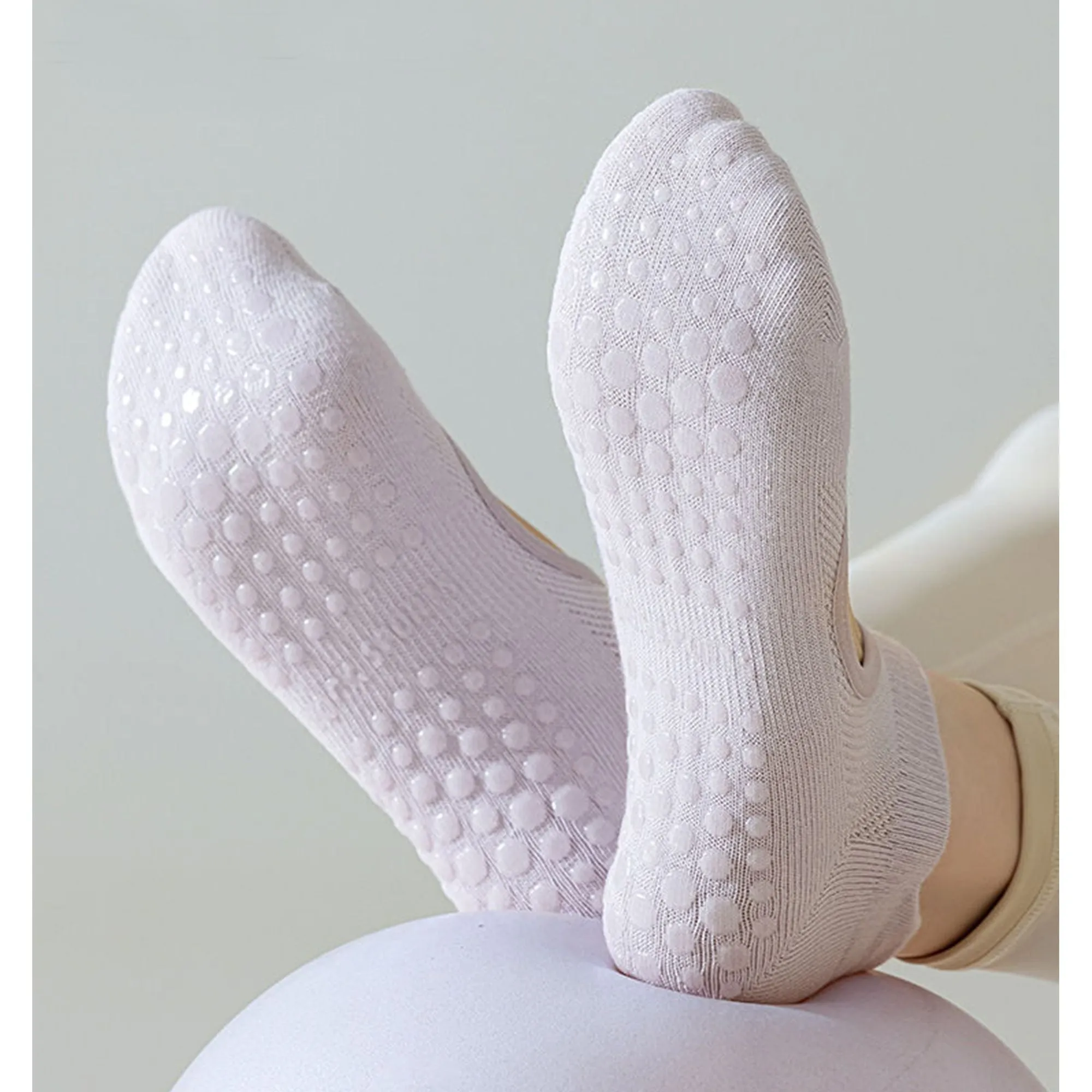 Anna-Kaci 4 Pairs Women's Non-Slip Yoga Socks Soft Cotton Grip Sole Low-Cut Design with Arch Ventilation for Pilates Barre sold by Anna-Kaci product image thumbnail 2