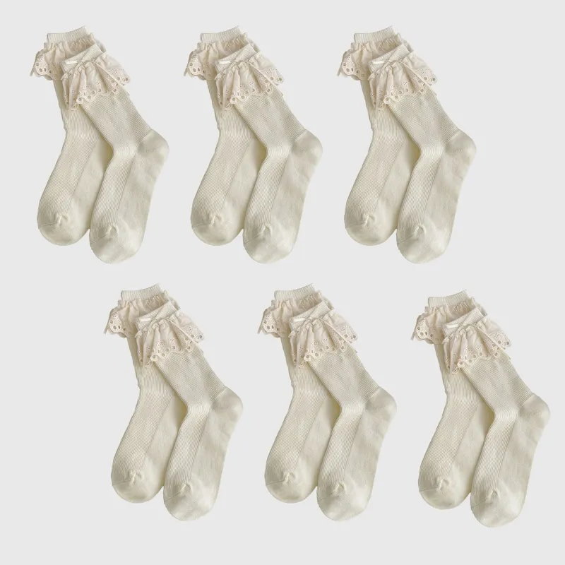 Anna-Kaci Women's Summer Ruffled Lace - Trim Ankle Socks 6Pk sold by Anna-Kaci