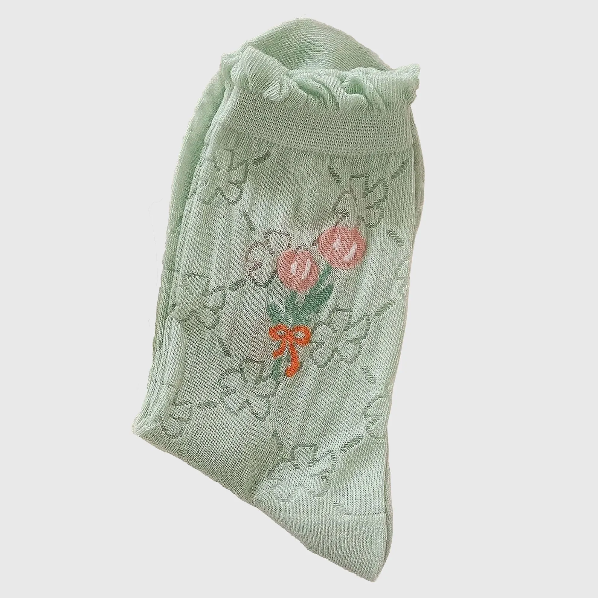 Anna-Kaci Women's Sheer Floral Embroidered Ankle Socks with Ruffle Cuff 6Pk sold by Anna-Kaci product image thumbnail 3